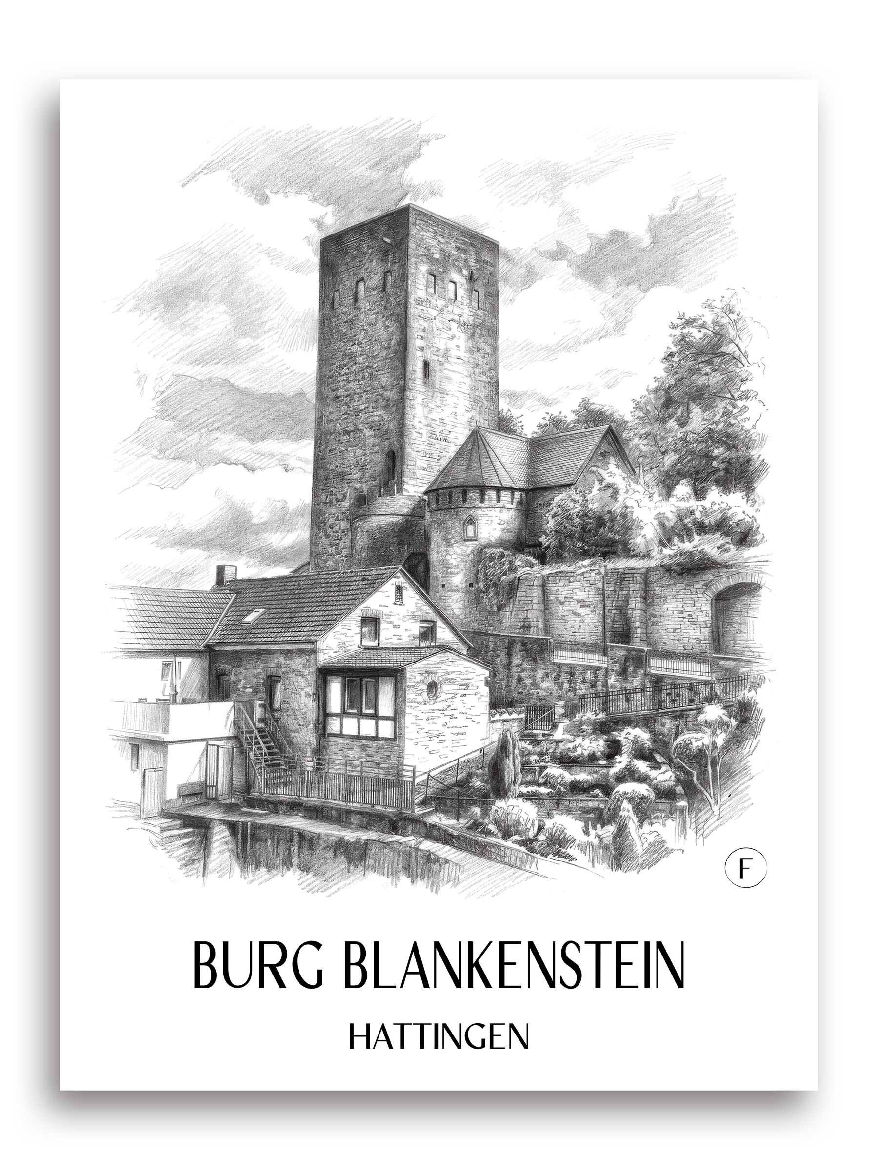 burg-blankenstein-hattingen-deutschland-poster-bleistift-zeichnung-drawing