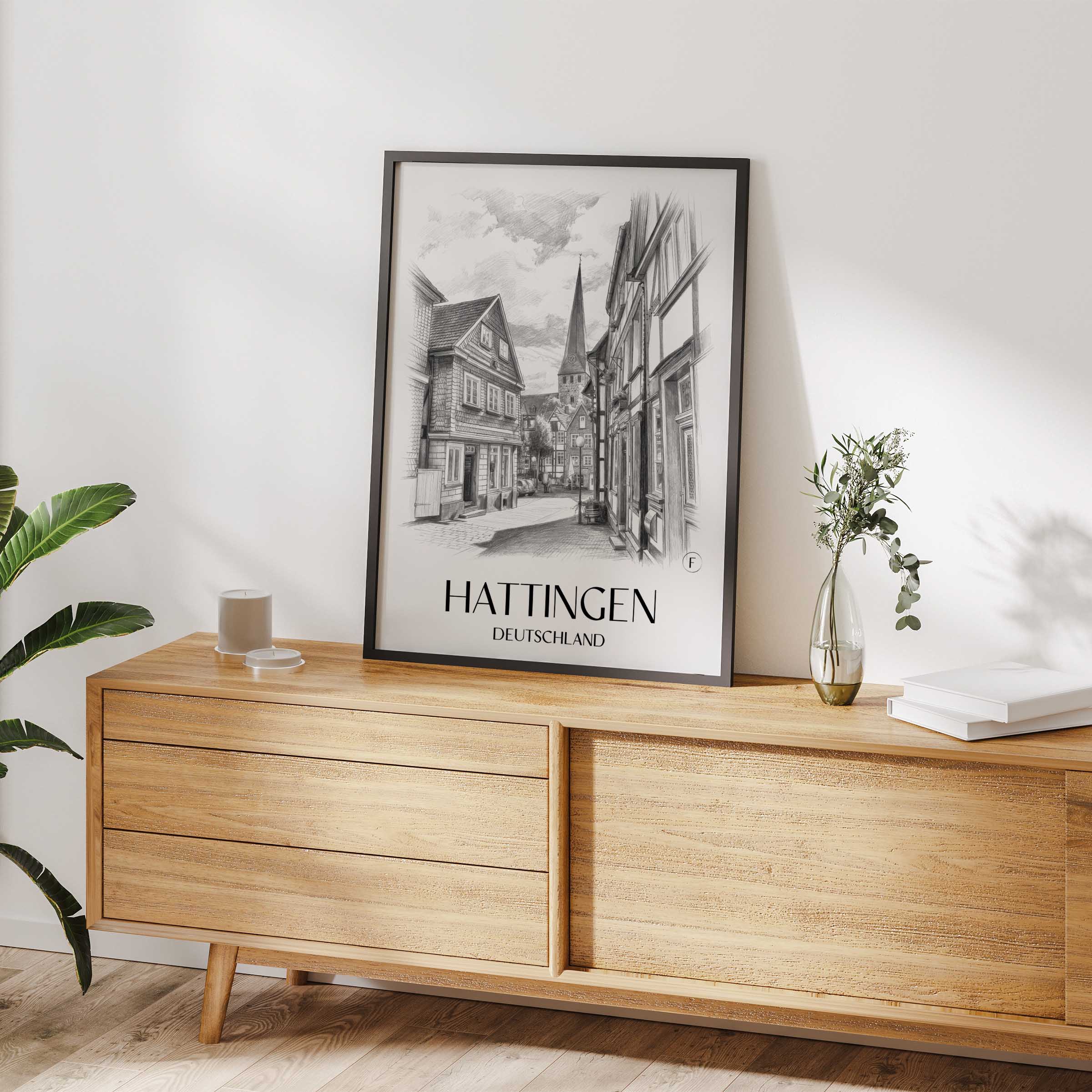 hattingen-deutschland-poster-bleistift-zeichnung-drawing