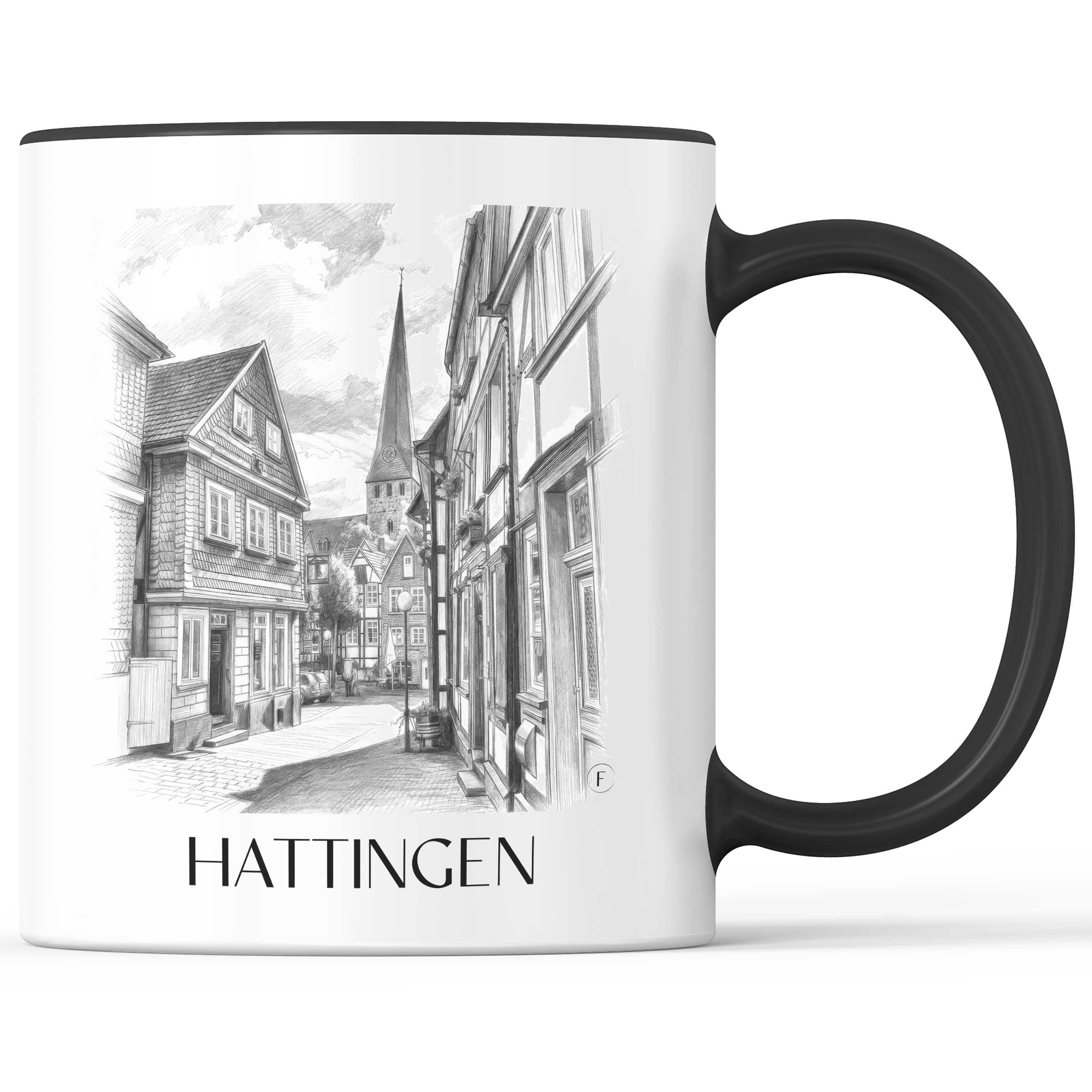Hattingen - Deutschland Becher - Kaffeetasse im Zeichnung Stil