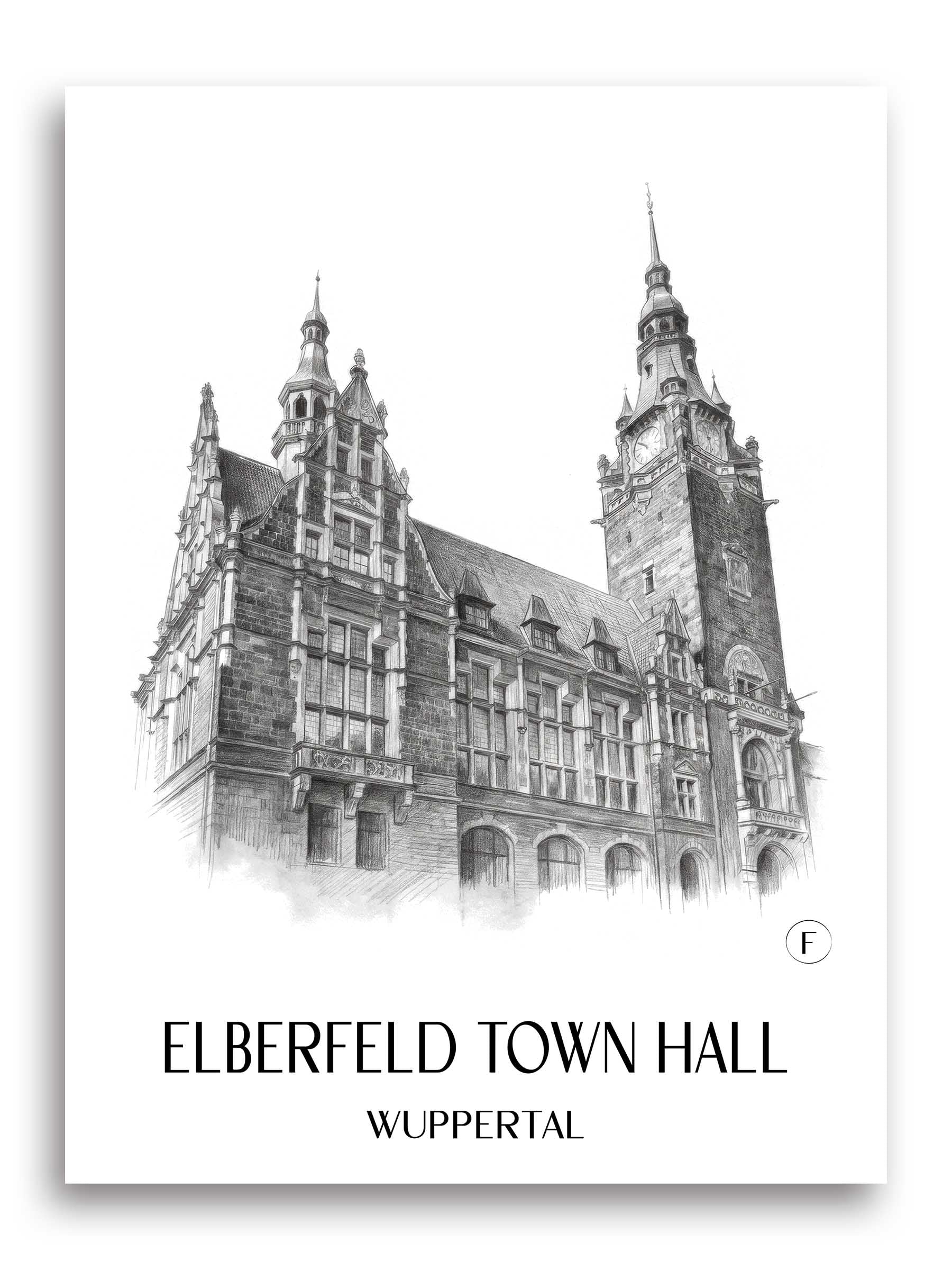 Rathaus Elberfeld Poster - Wuppertal - Deutschland Kunstdruck - Zeichnung von A4 bis A1