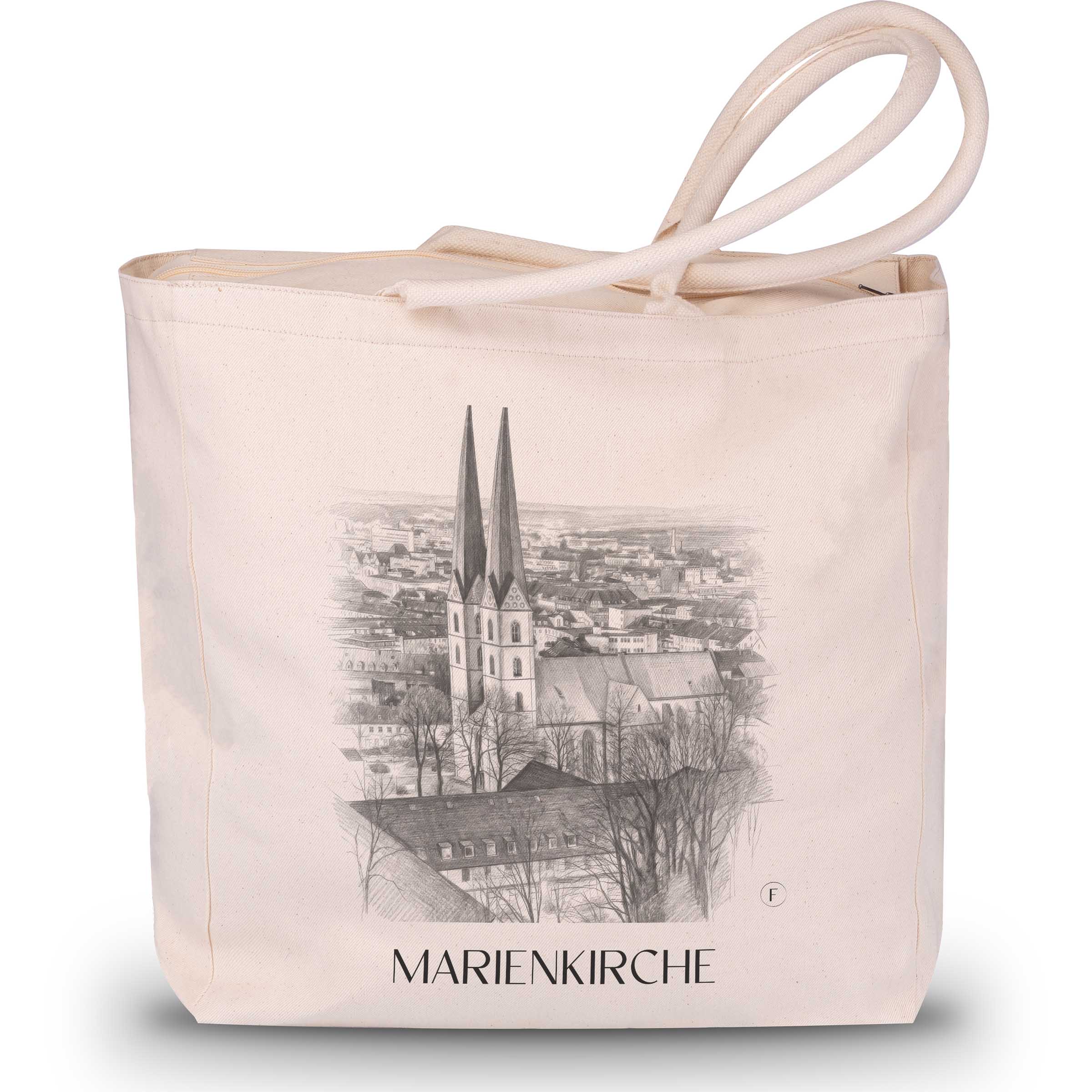 marienkirche-bielefeld-deutschland-einkaufstasche-bleistift-zeichnung-drawing