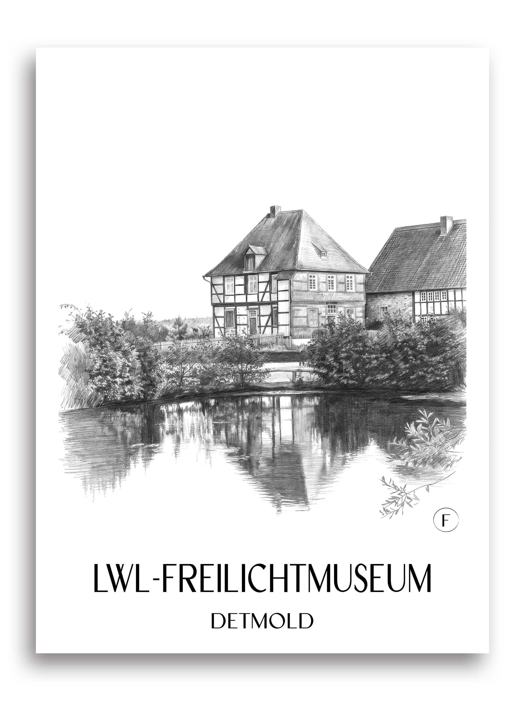 lwl-freilichtmuseum-detmold-deutschland-poster-bleistift-zeichnung-drawing