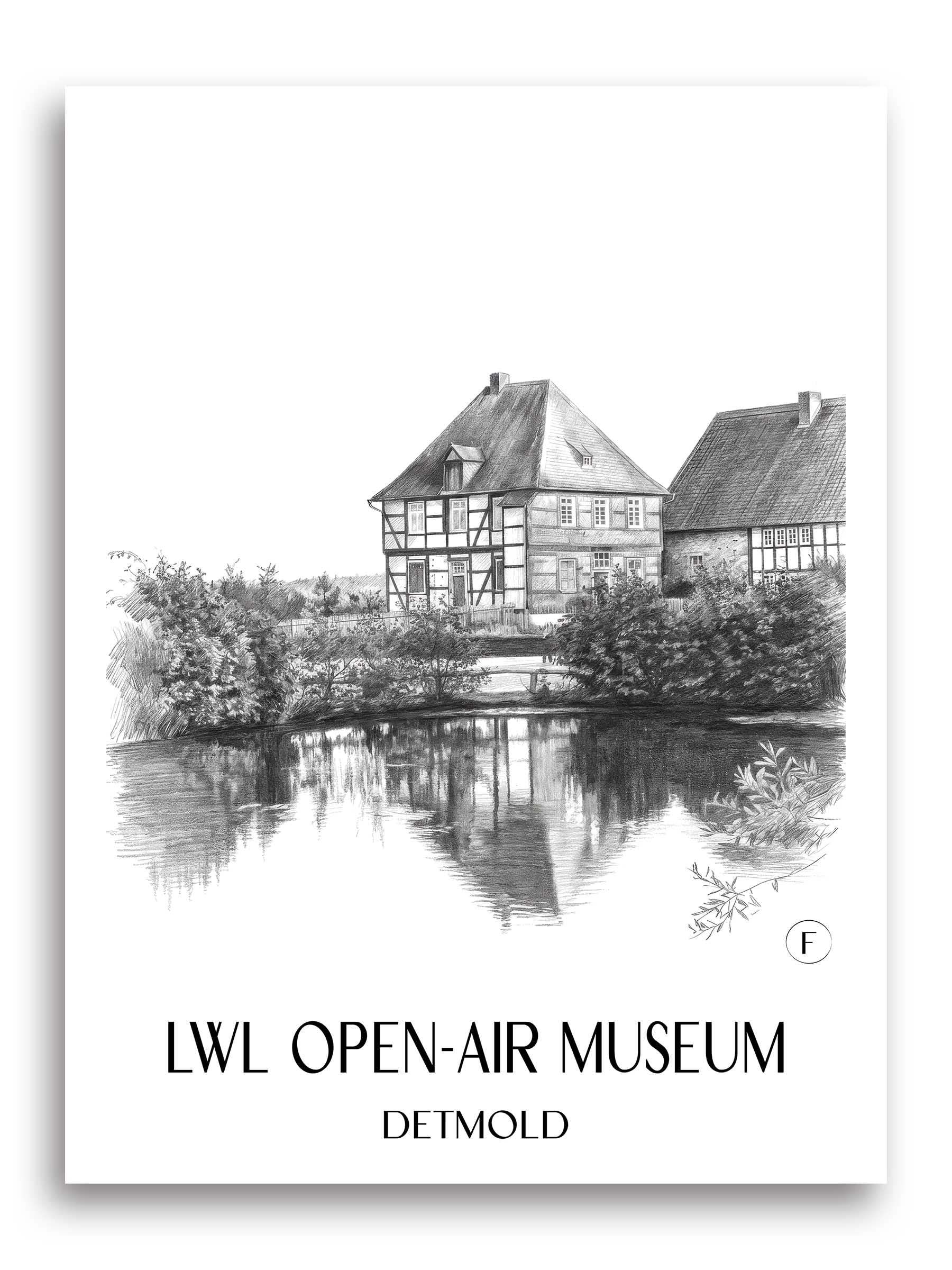 LWL-Freilichtmuseum Poster - Detmold - Deutschland Kunstdruck - Zeichnung von A4 bis A1