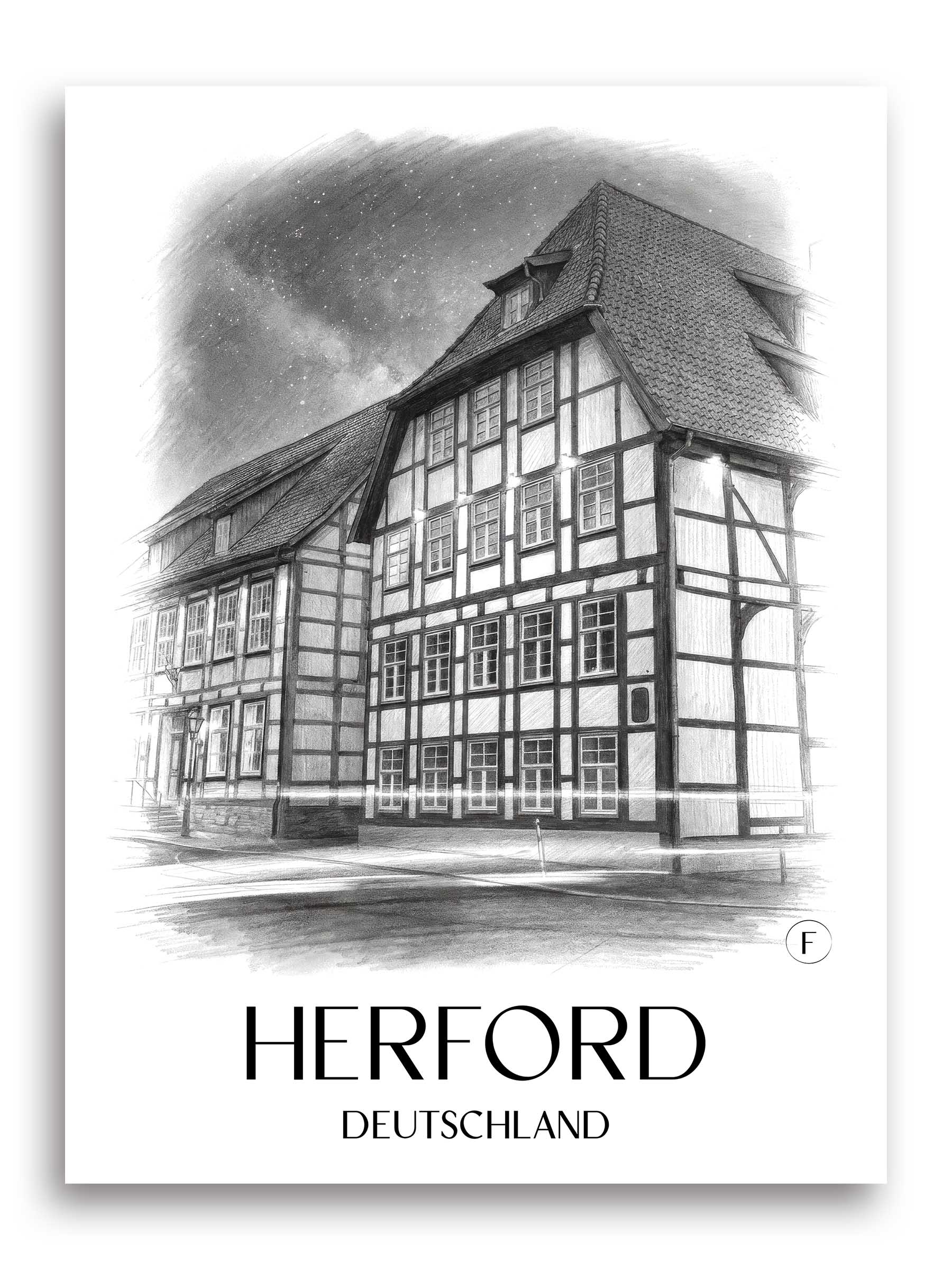 herford-ostwestfalen-deutschland-poster-bleistift-zeichnung-drawing