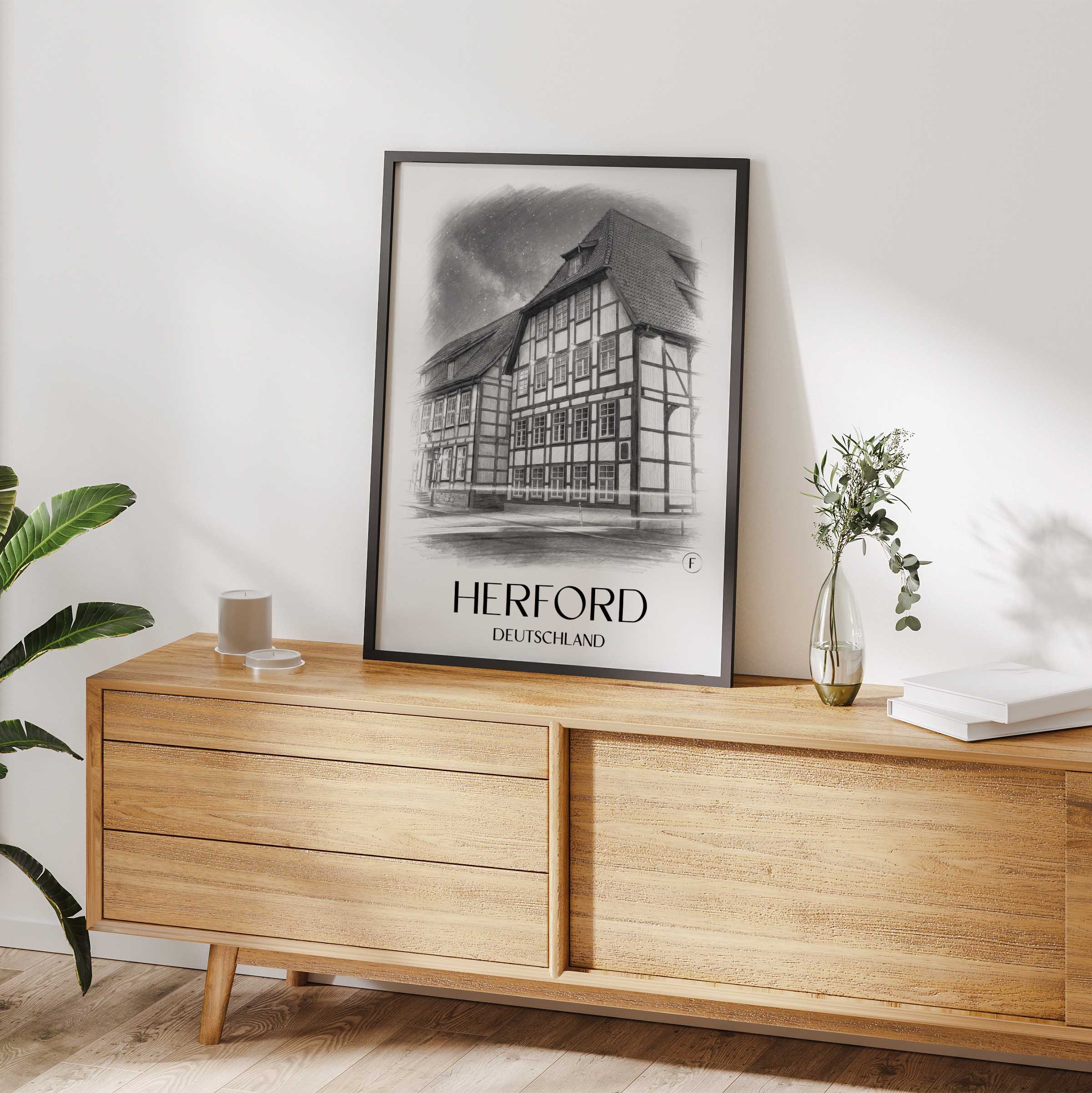 herford-ostwestfalen-deutschland-poster-bleistift-zeichnung-drawing