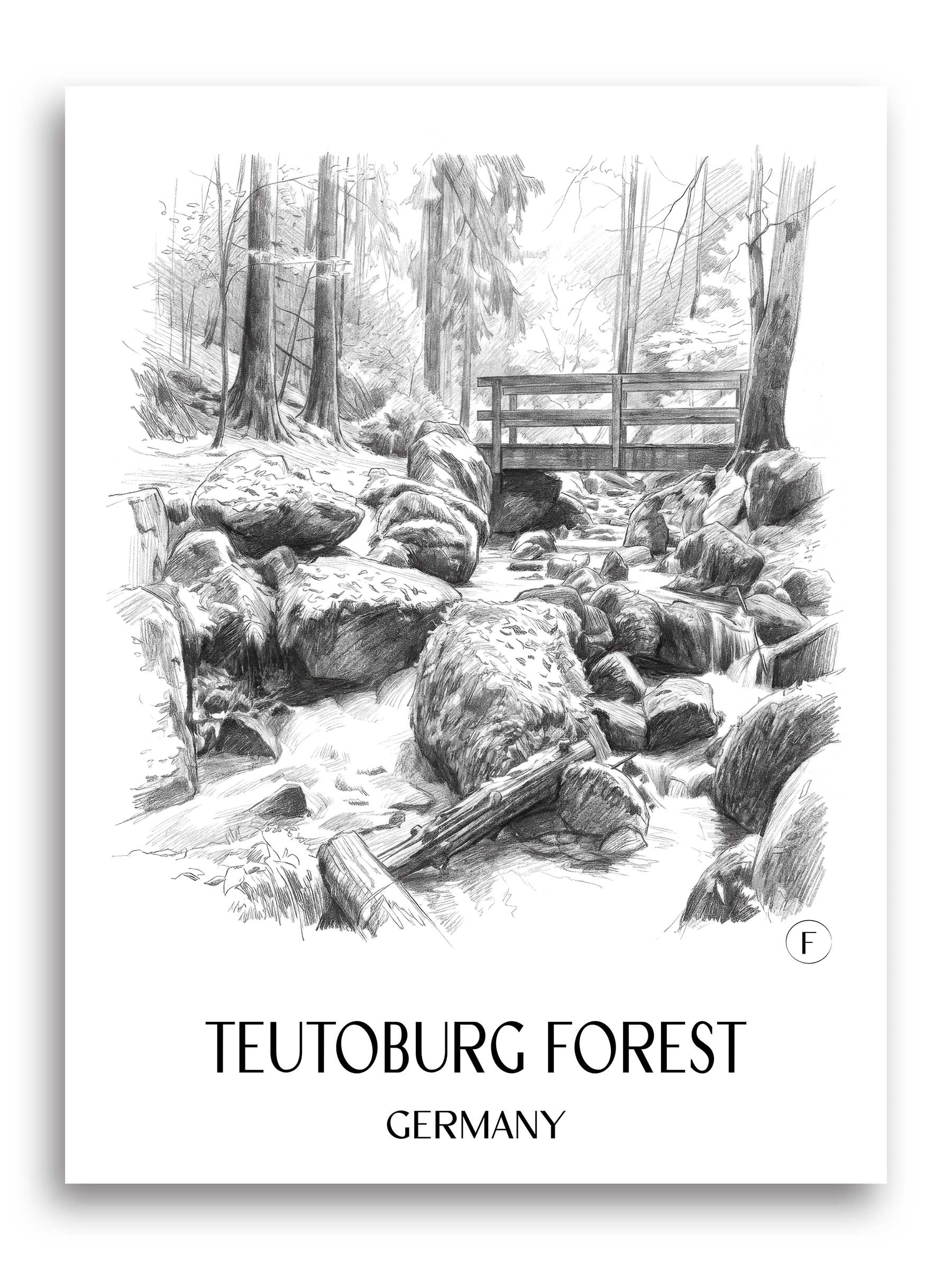 Teutoburger Wald Poster - Ostwestfalen - Deutschland Kunstdruck - Zeichnung von A4 bis A1