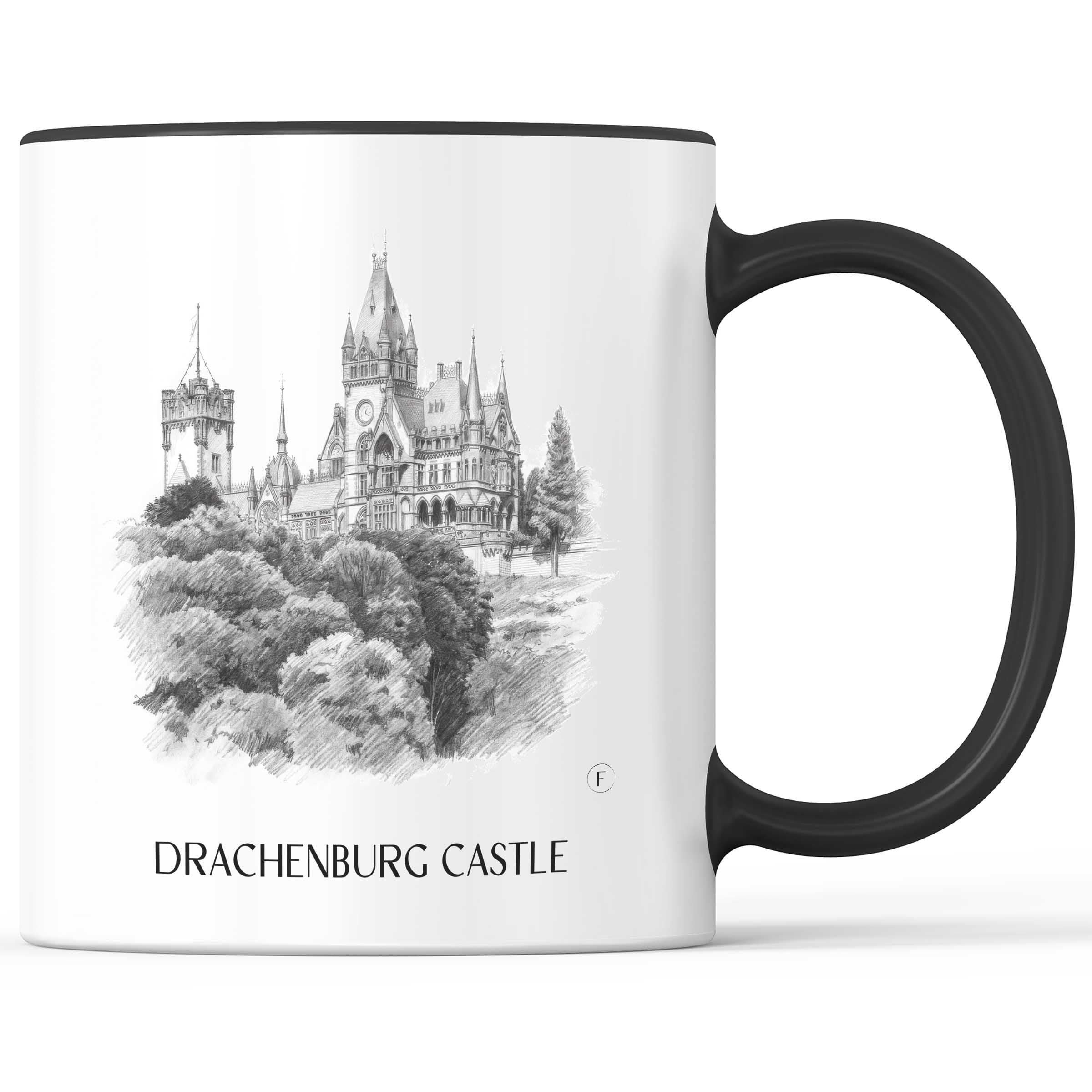 Schloss Drachenburg Kaffeebecher - Königswinter - Deutschland Becher - Kaffeetasse im Zeichnung Stil
