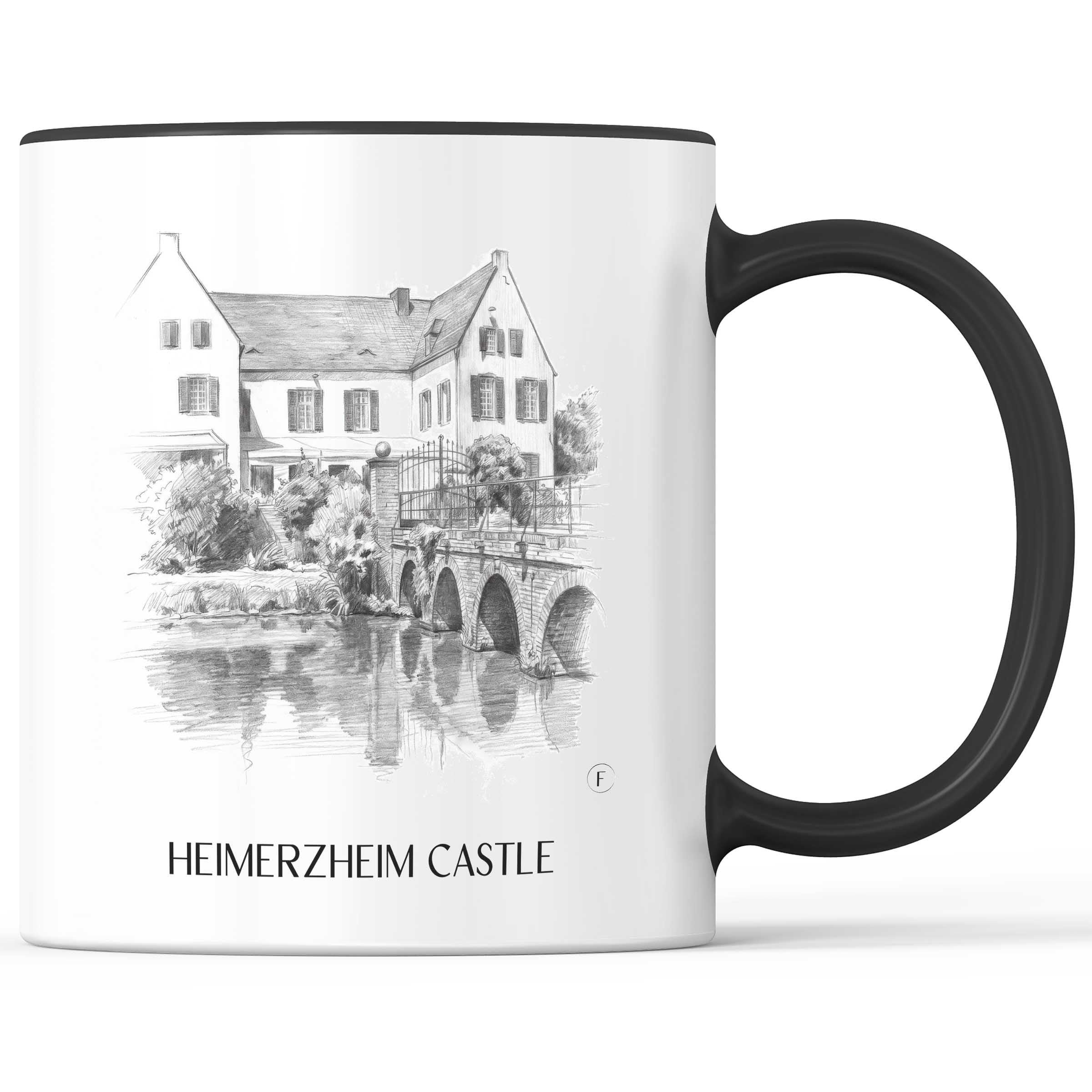 Burg Heimerzheim Kaffeebecher - Rheinland - Deutschland Becher - Kaffeetasse im Zeichnung Stil