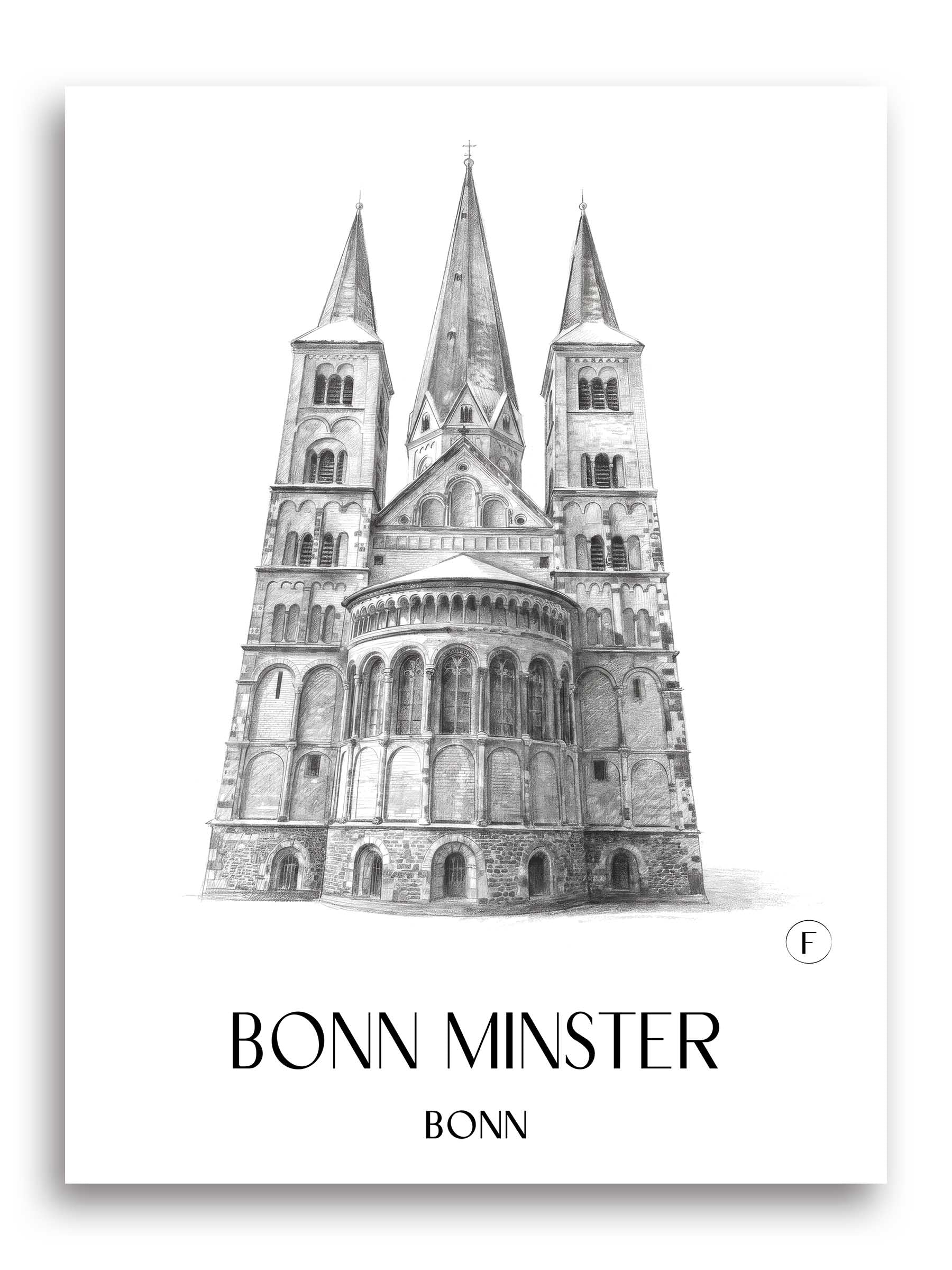 Bonner Münster Poster - Bonn - Deutschland Kunstdruck - Zeichnung von A4 bis A1