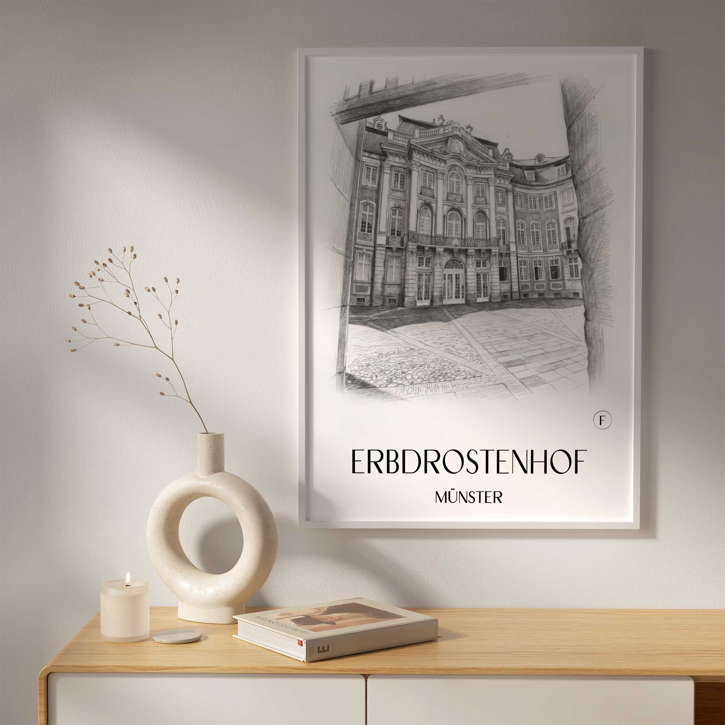 erbdrostenhof-münster-deutschland-poster-bleistift-zeichnung-drawing