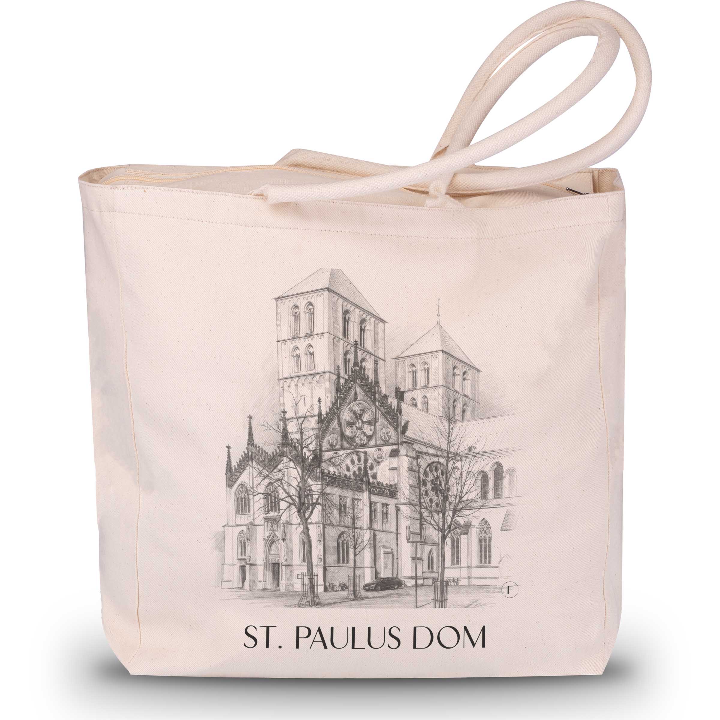 st.-paulus-dom-münster-deutschland-einkaufstasche-bleistift-zeichnung-drawing