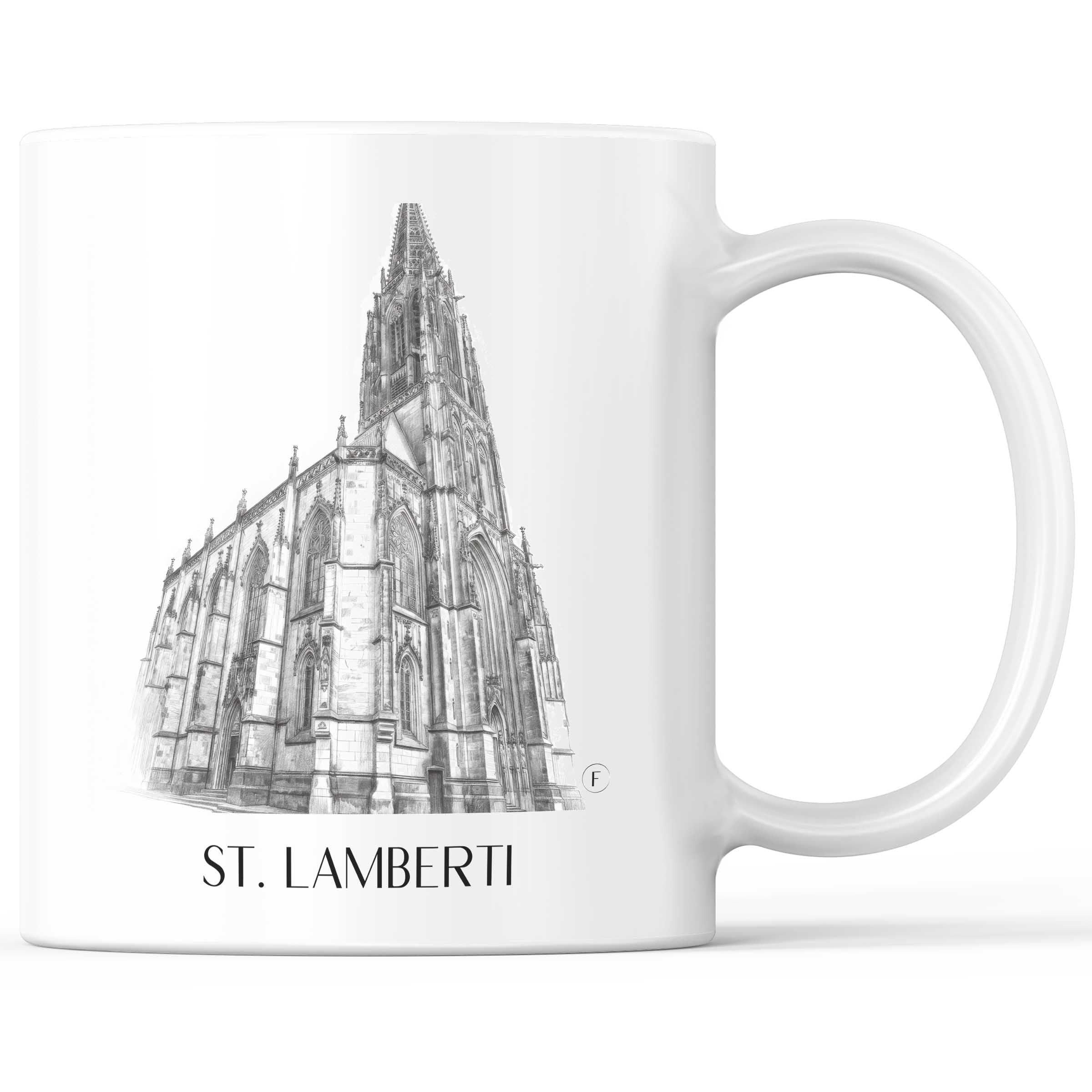 St. Lamberti Kaffeebecher - Münster - Deutschland Becher - Kaffeetasse im Zeichnung Stil