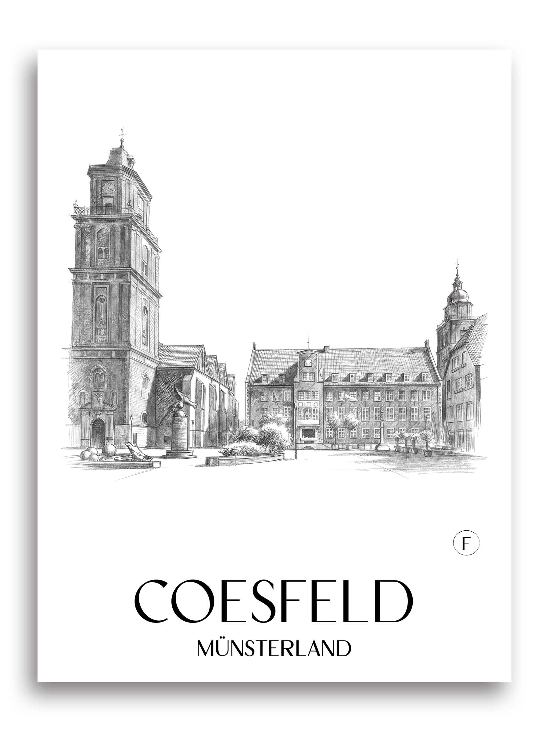coesfeld-münsterland-deutschland-poster-bleistift-zeichnung-drawing