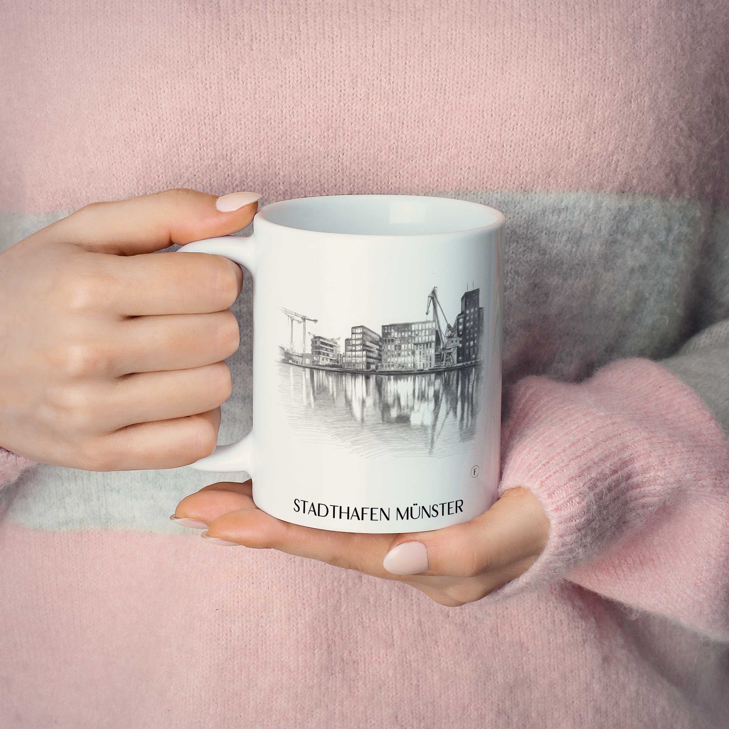 stadthafen-münster-deutschland-kaffeebecher-bleistift-zeichnung-drawing