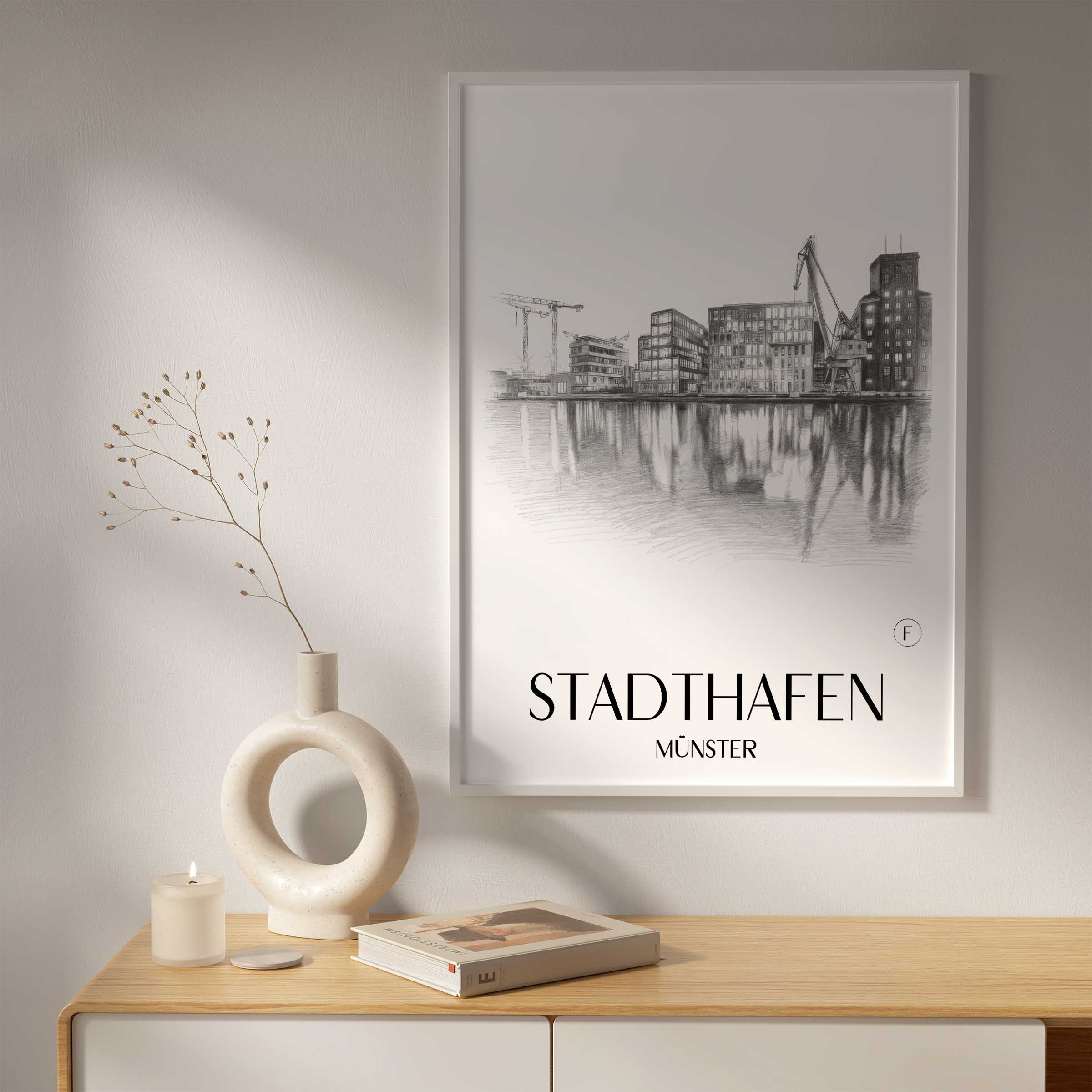 stadthafen-münster-deutschland-poster-bleistift-zeichnung-drawing