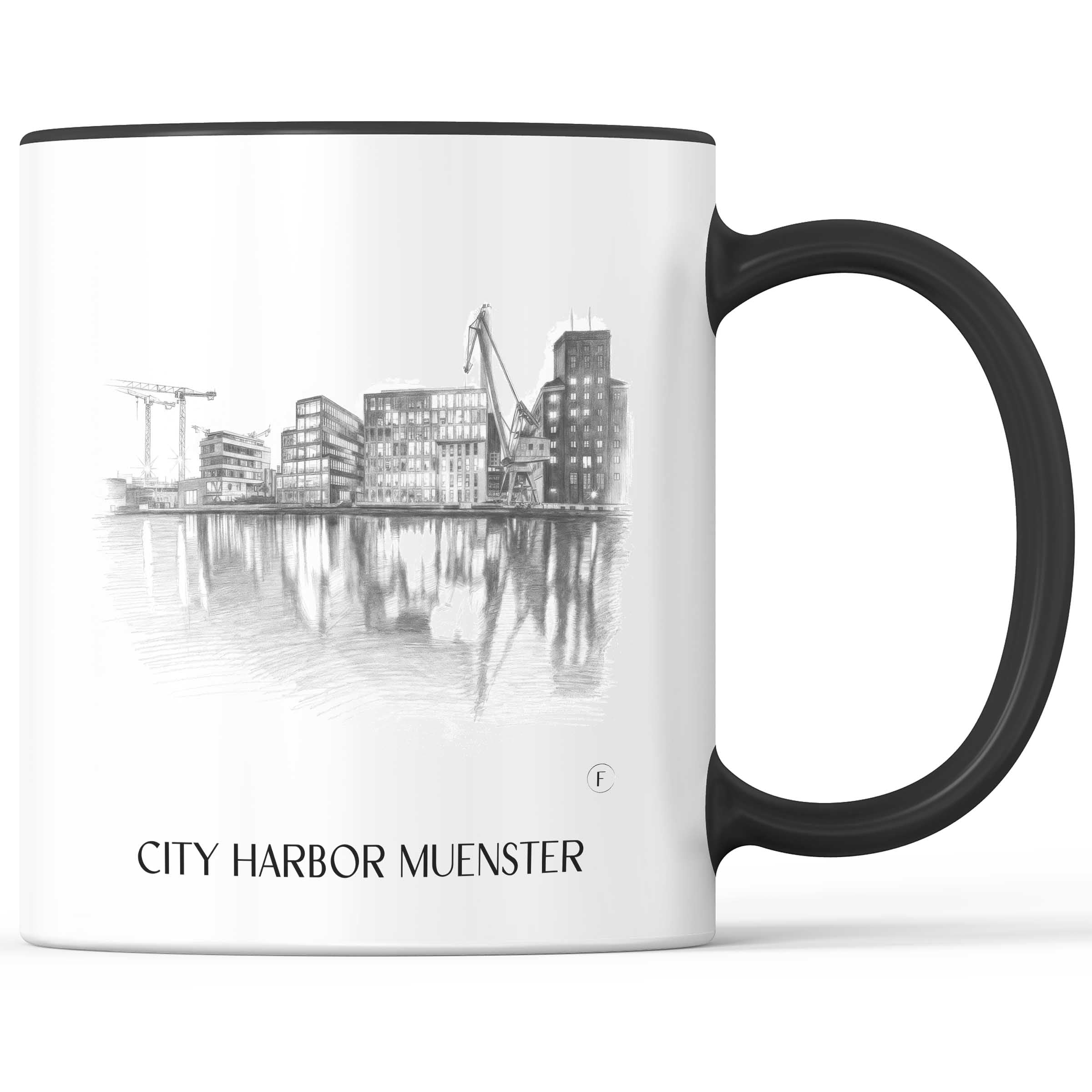 Stadthafen Kaffeebecher - Münster - Deutschland Becher - Kaffeetasse im Zeichnung Stil