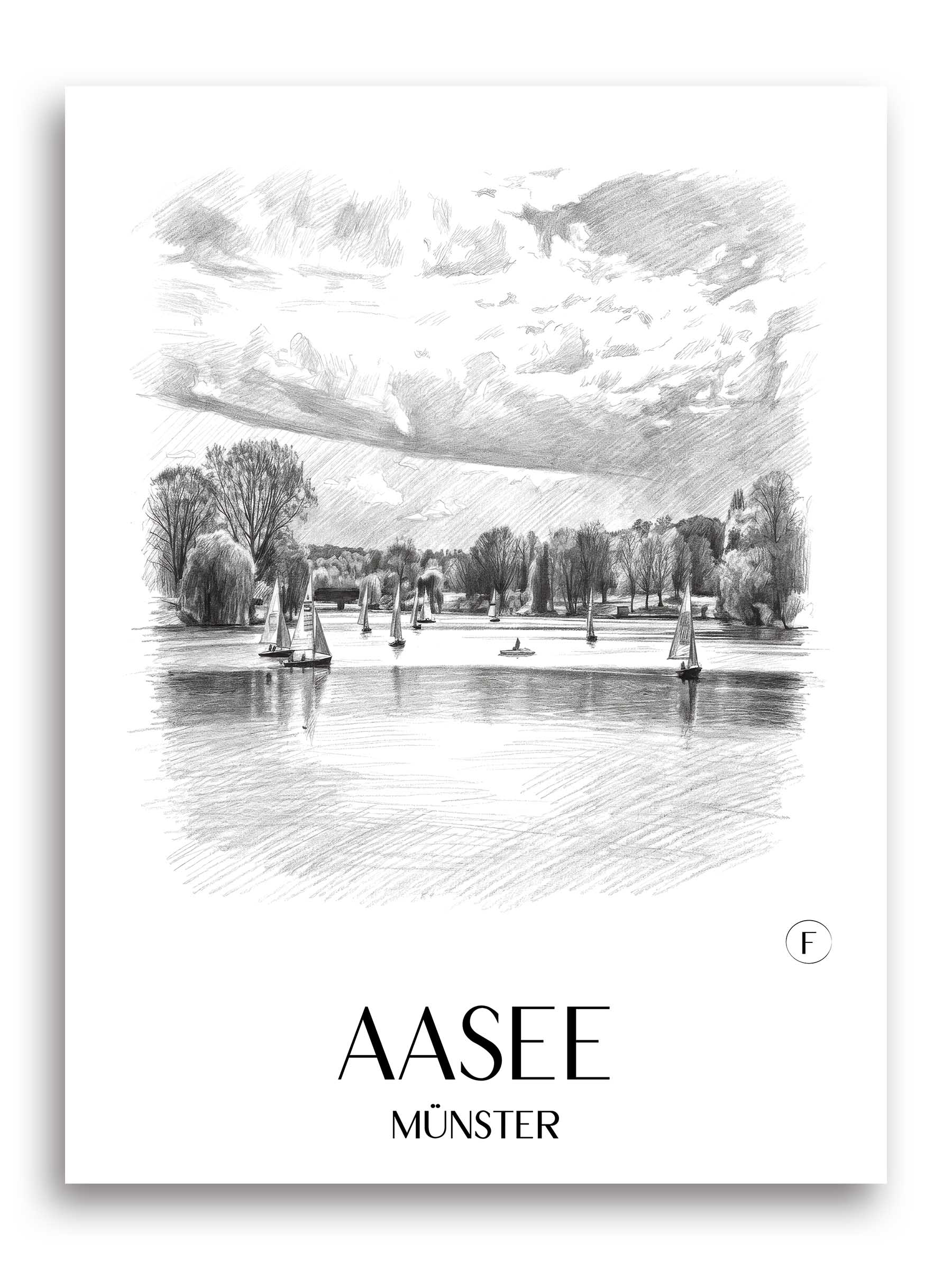 aasee-münster-deutschland-poster-bleistift-zeichnung-drawing