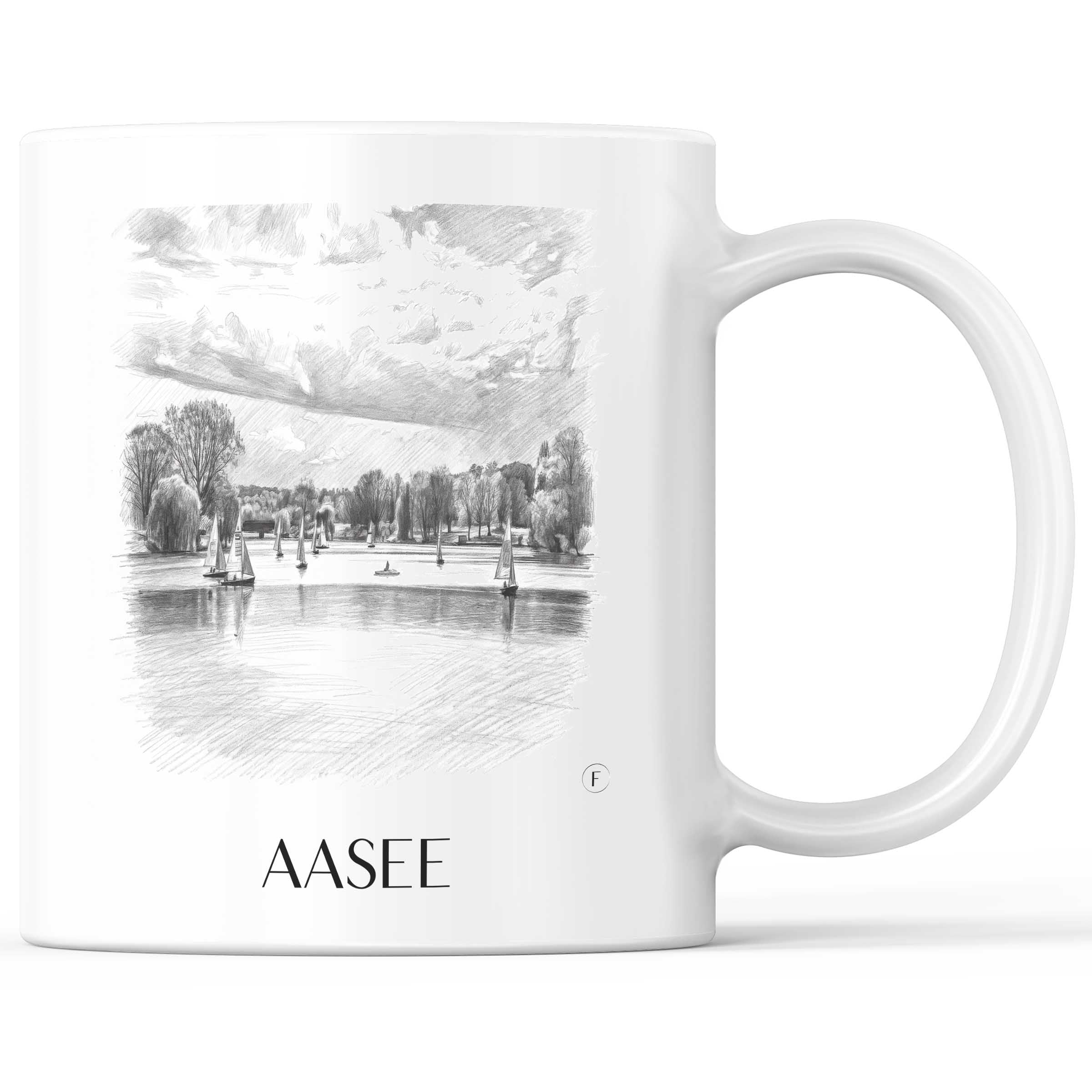Aasee Kaffeebecher - Münster - Deutschland Becher - Kaffeetasse im Zeichnung Stil