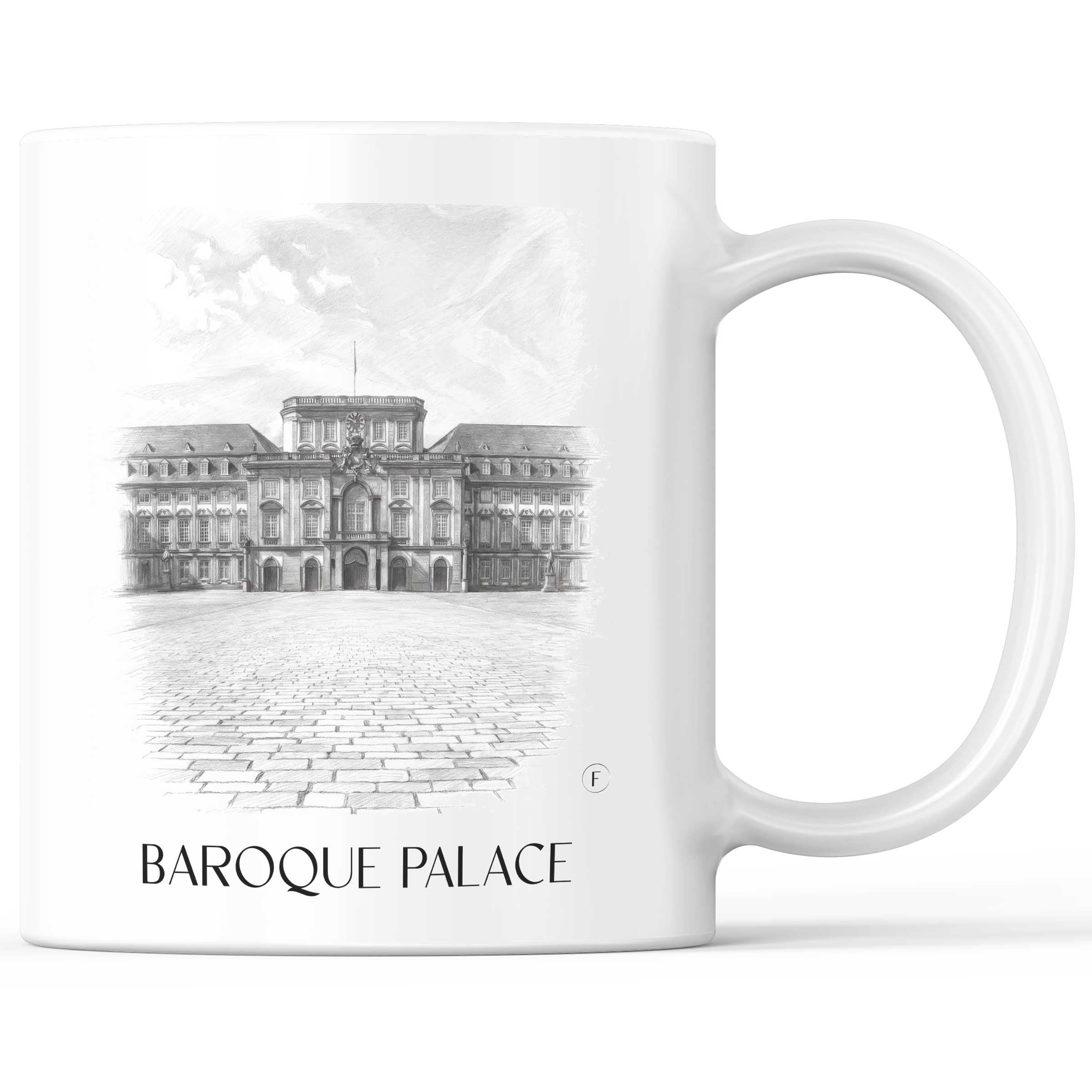 Barockschloss Kaffeebecher - Mannheim - Deutschland Becher - Kaffeetasse im Zeichnung Stil