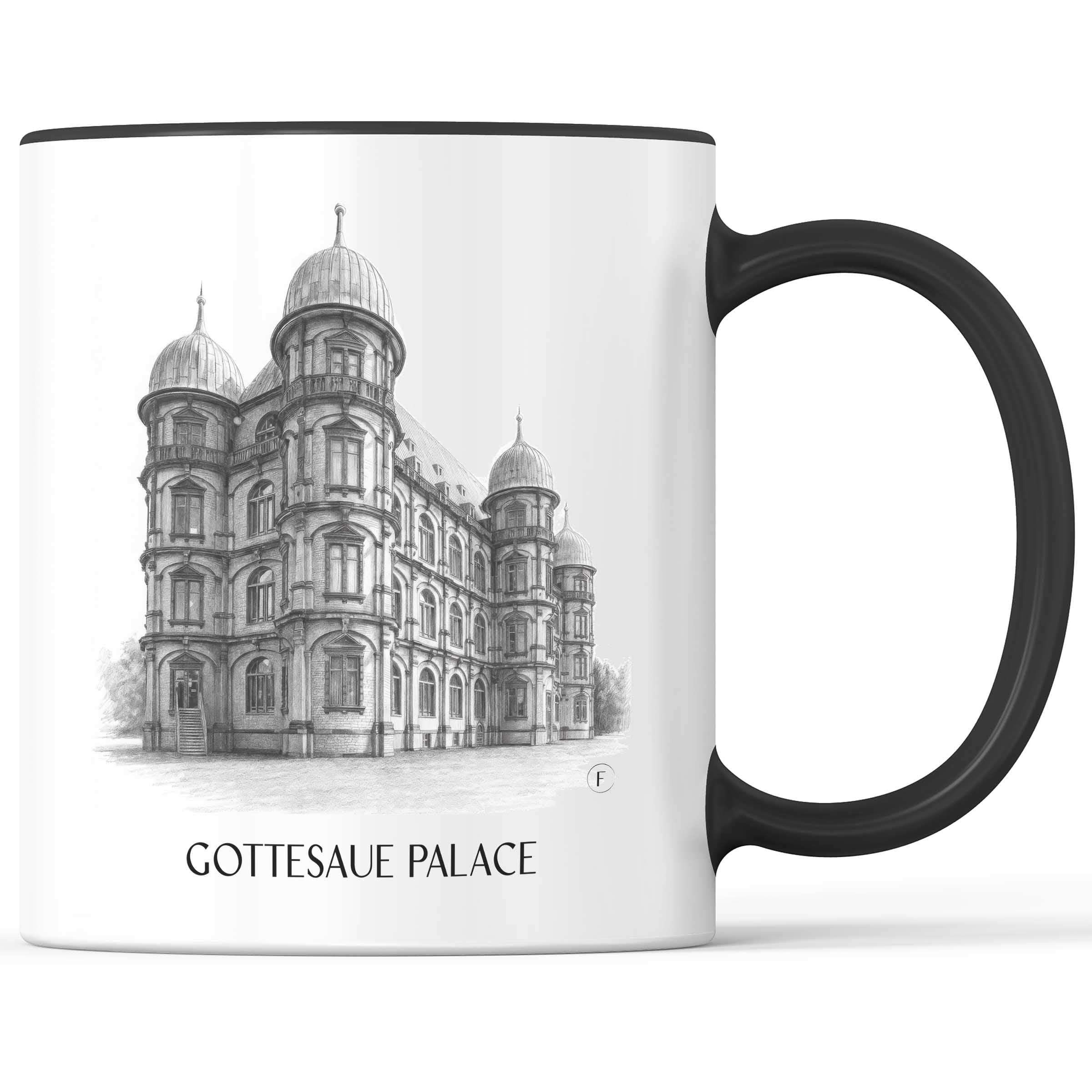 Schloss Gottesaue Kaffeebecher - Karlsruhe - Deutschland Becher - Kaffeetasse im Zeichnung Stil