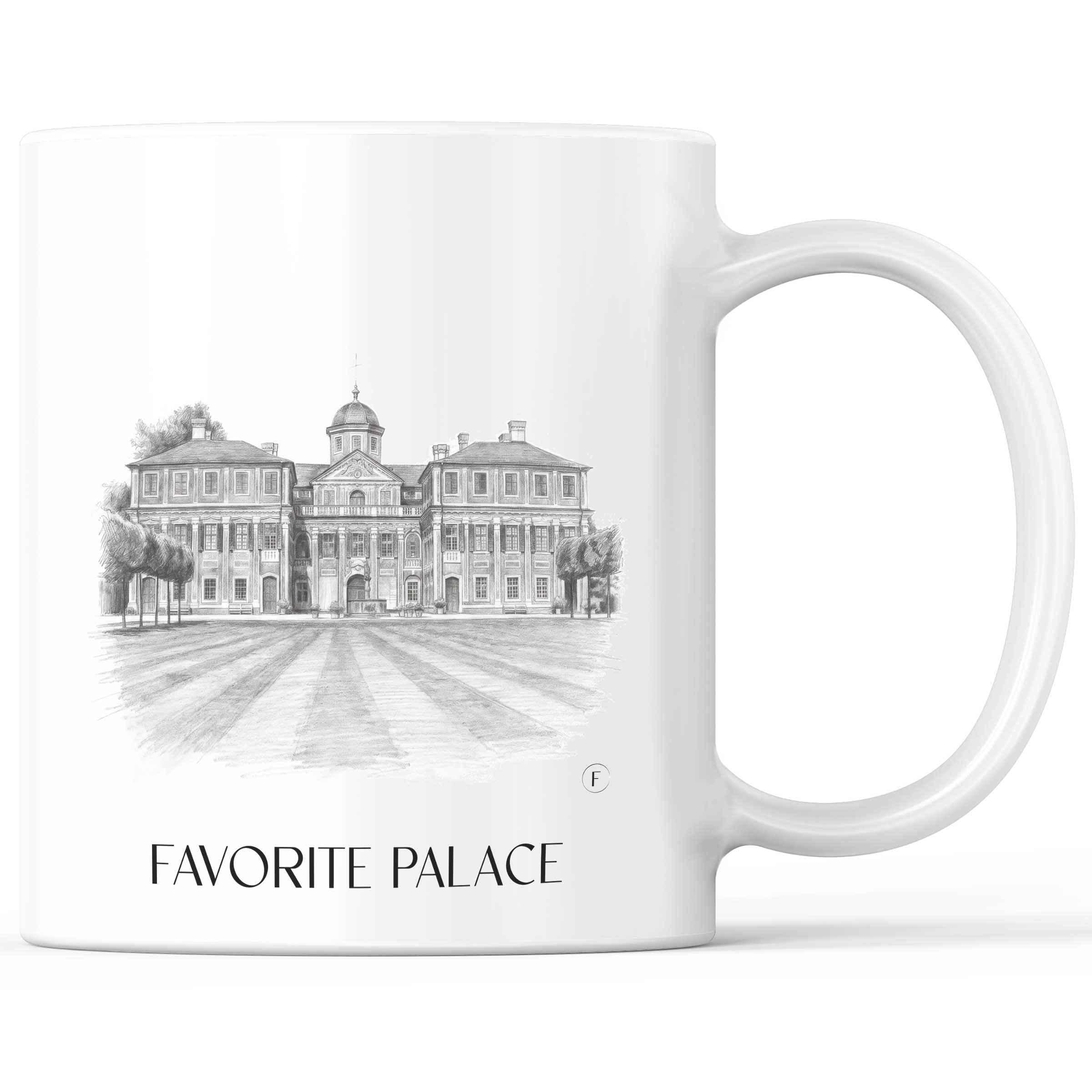 Schloss Favorite Kaffeebecher - Rastatt - Deutschland Becher - Kaffeetasse im Zeichnung Stil
