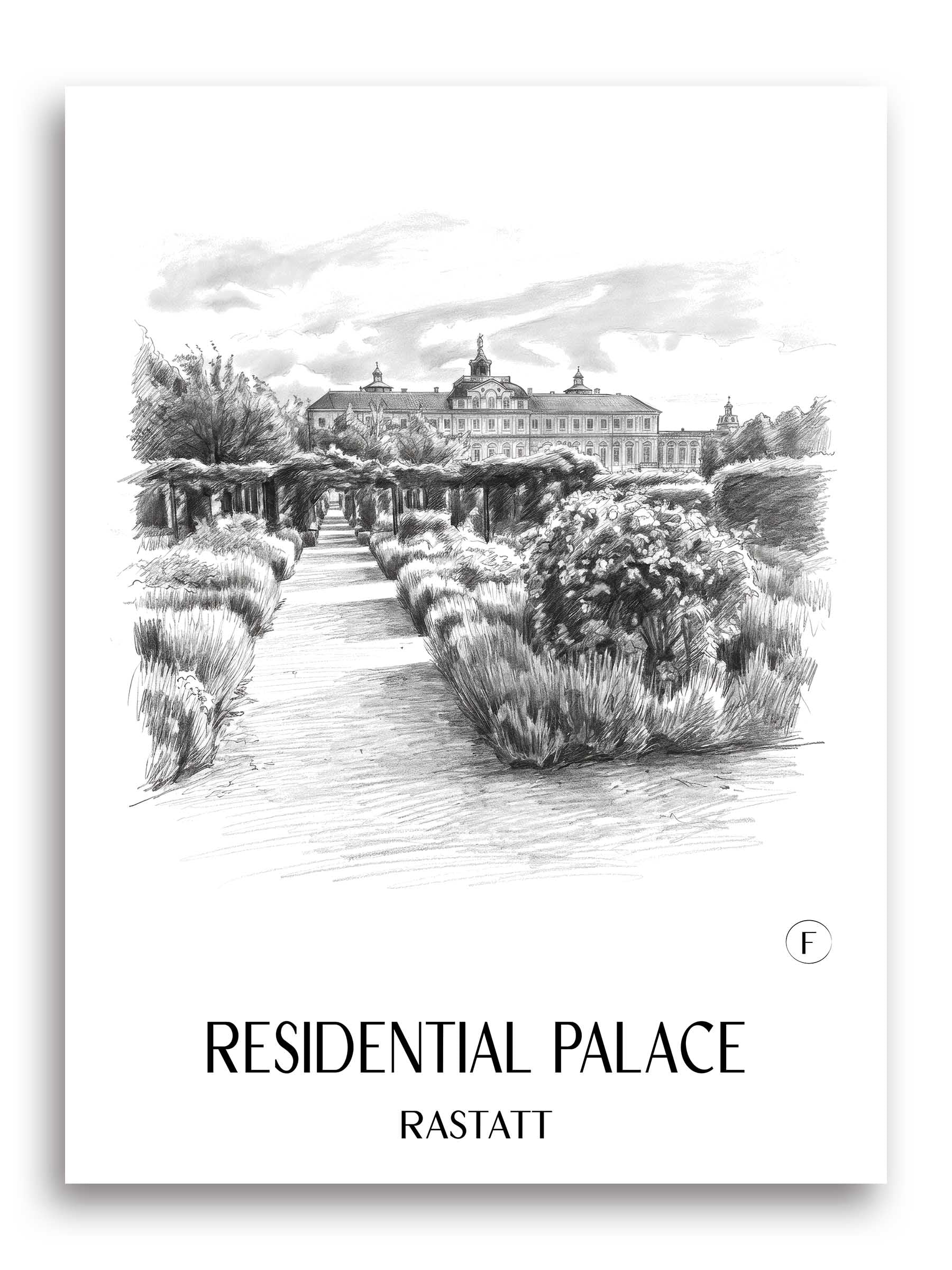 Residenzschloss Poster - Rastatt - Deutschland Kunstdruck - Zeichnung von A4 bis A1