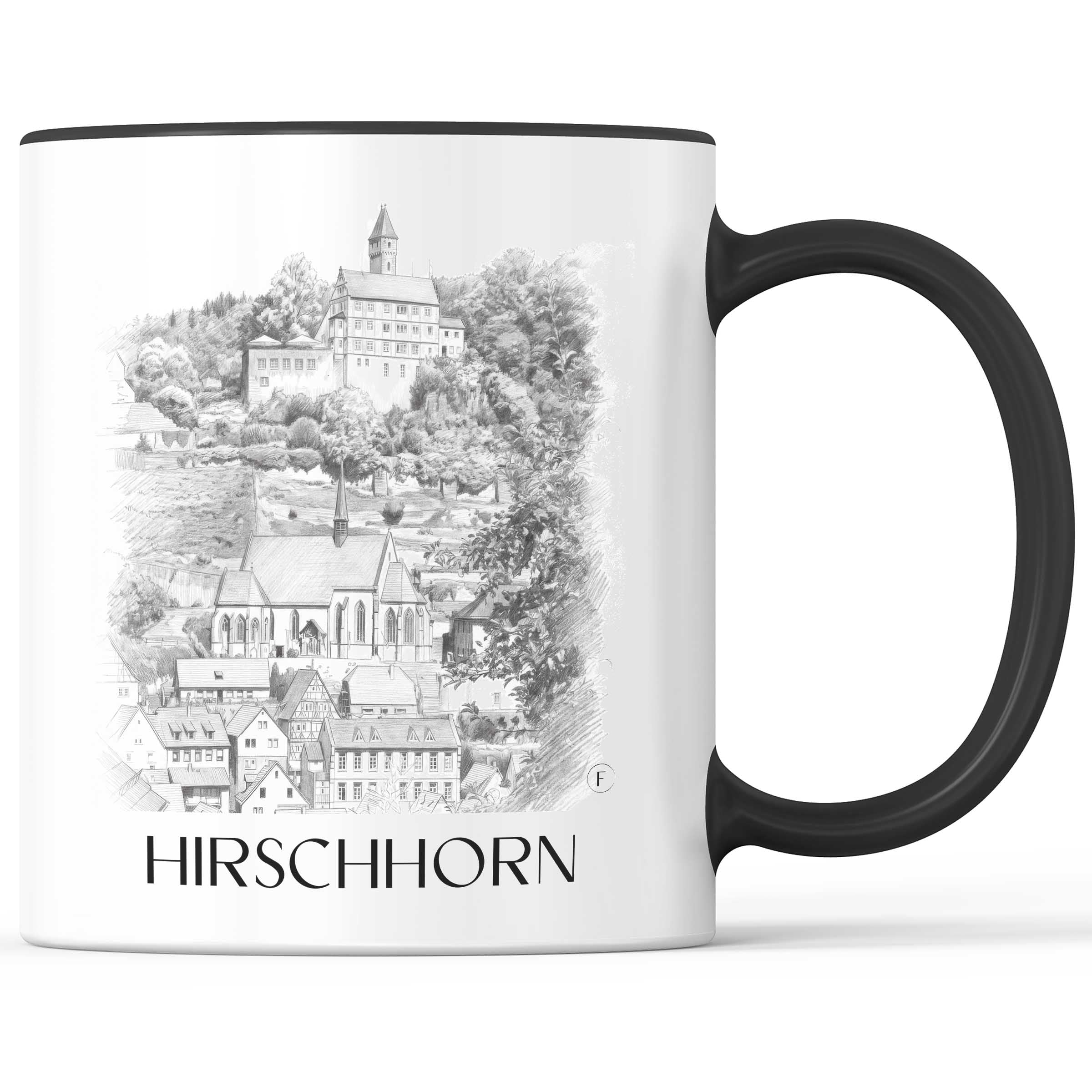Hirschhorn Kaffeebecher - Odenwald - Deutschland Becher - Kaffeetasse im Zeichnung Stil