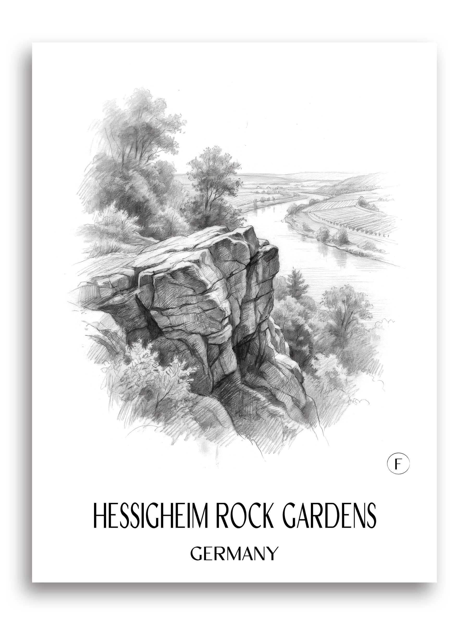 Hessigheimer Felsenärten Poster - Neckartal - Deutschland Kunstdruck - Zeichnung von A4 bis A1
