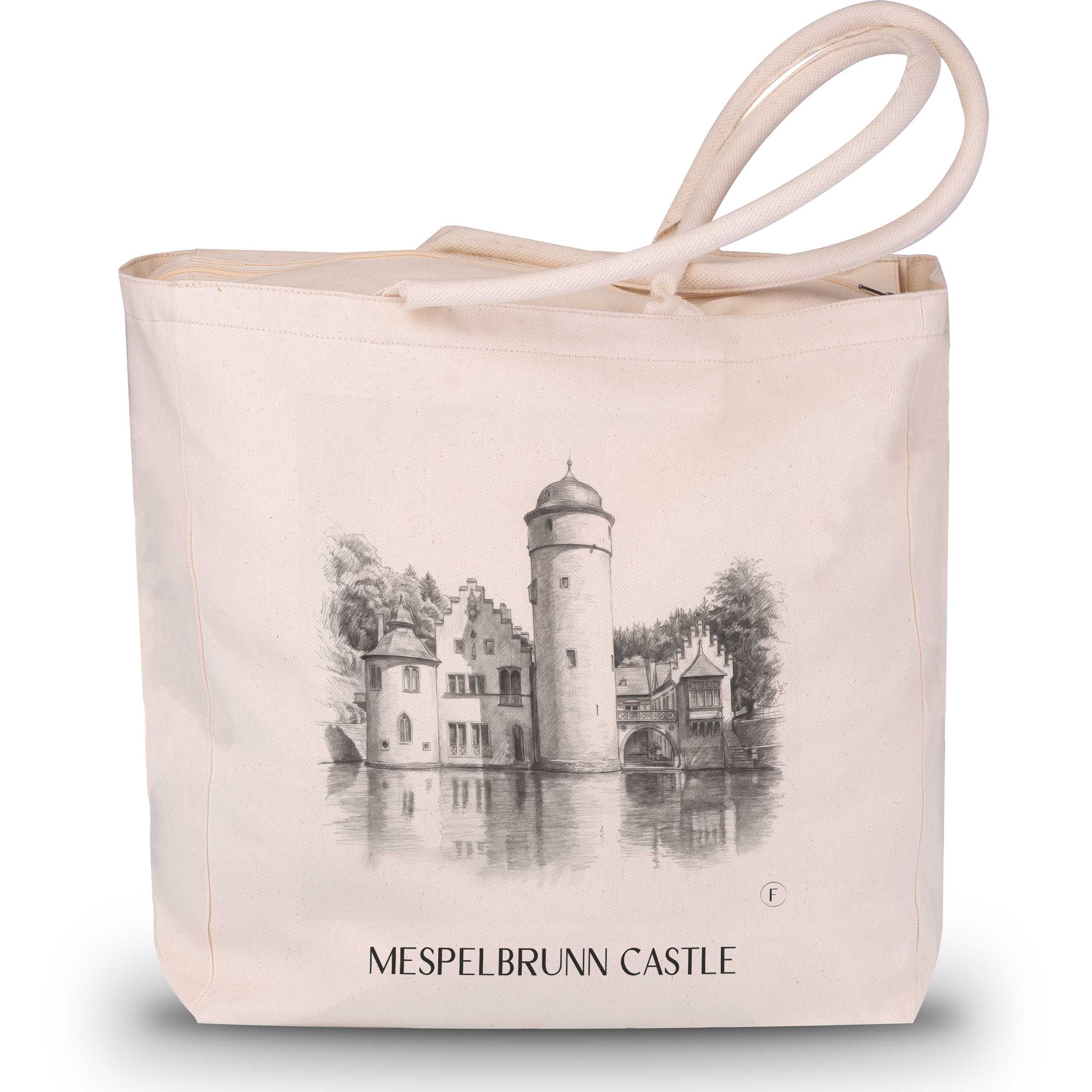 Mespelbrunn Castle Shopping Bag - Spessart - Germany Tote Bag - Drawing Style Shopping Bag