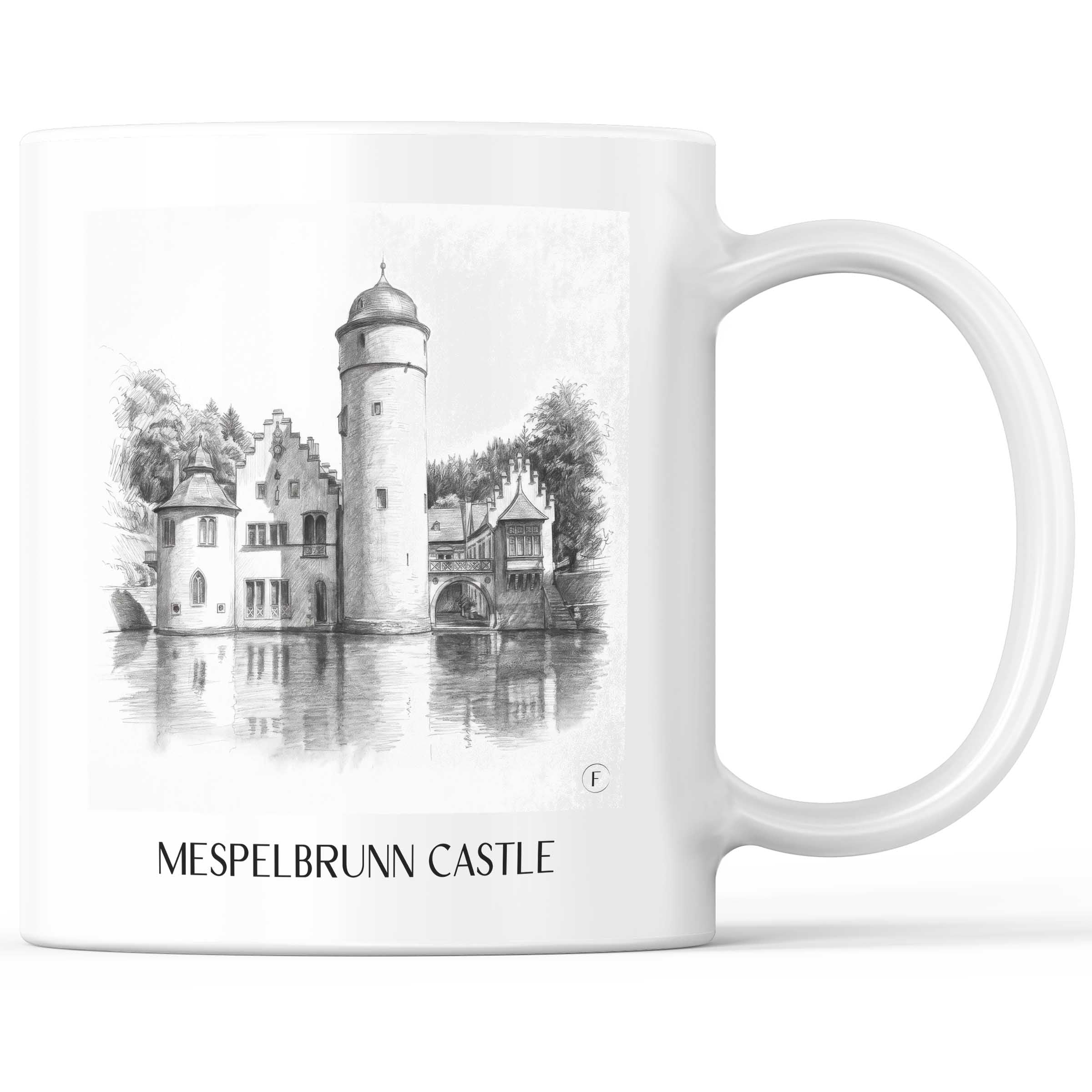 Schloss Mespelbrunn Kaffeebecher - Spessart - Deutschland Becher - Kaffeetasse im Zeichnung Stil