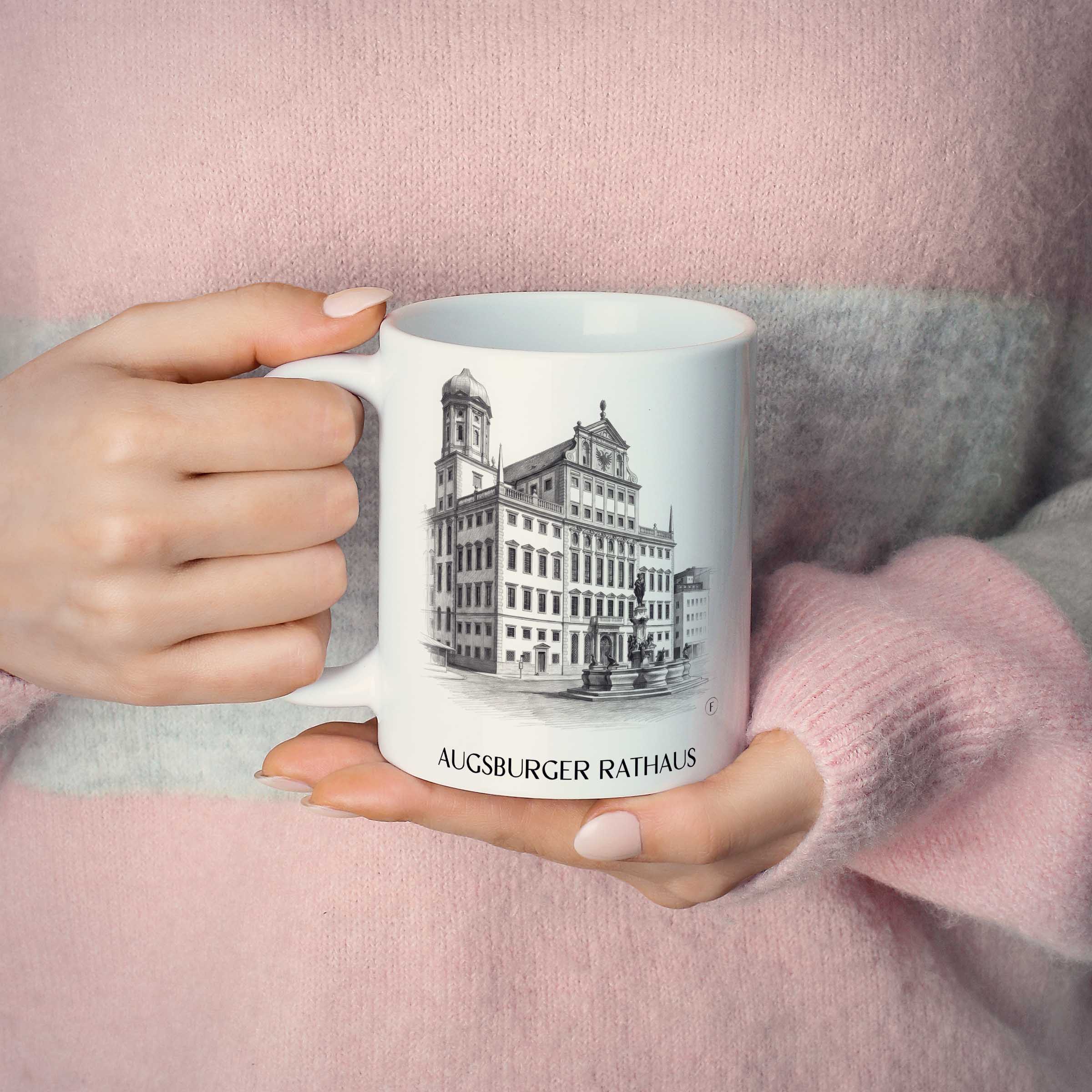 rathaus-augsburg-deutschland-kaffeebecher-bleistift-zeichnung-drawing