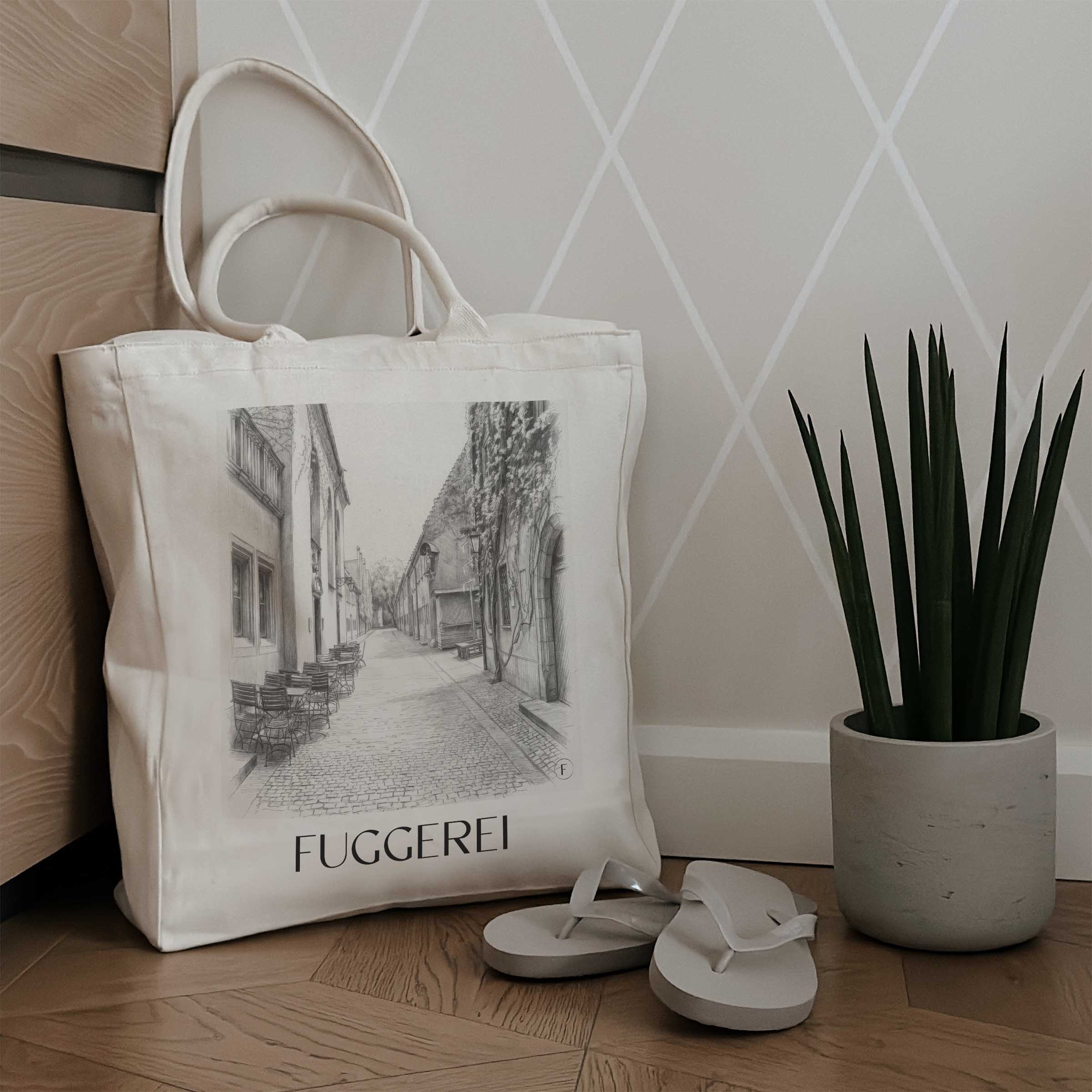 fuggerei-augsburg-deutschland-einkaufstasche-bleistift-zeichnung-drawing
