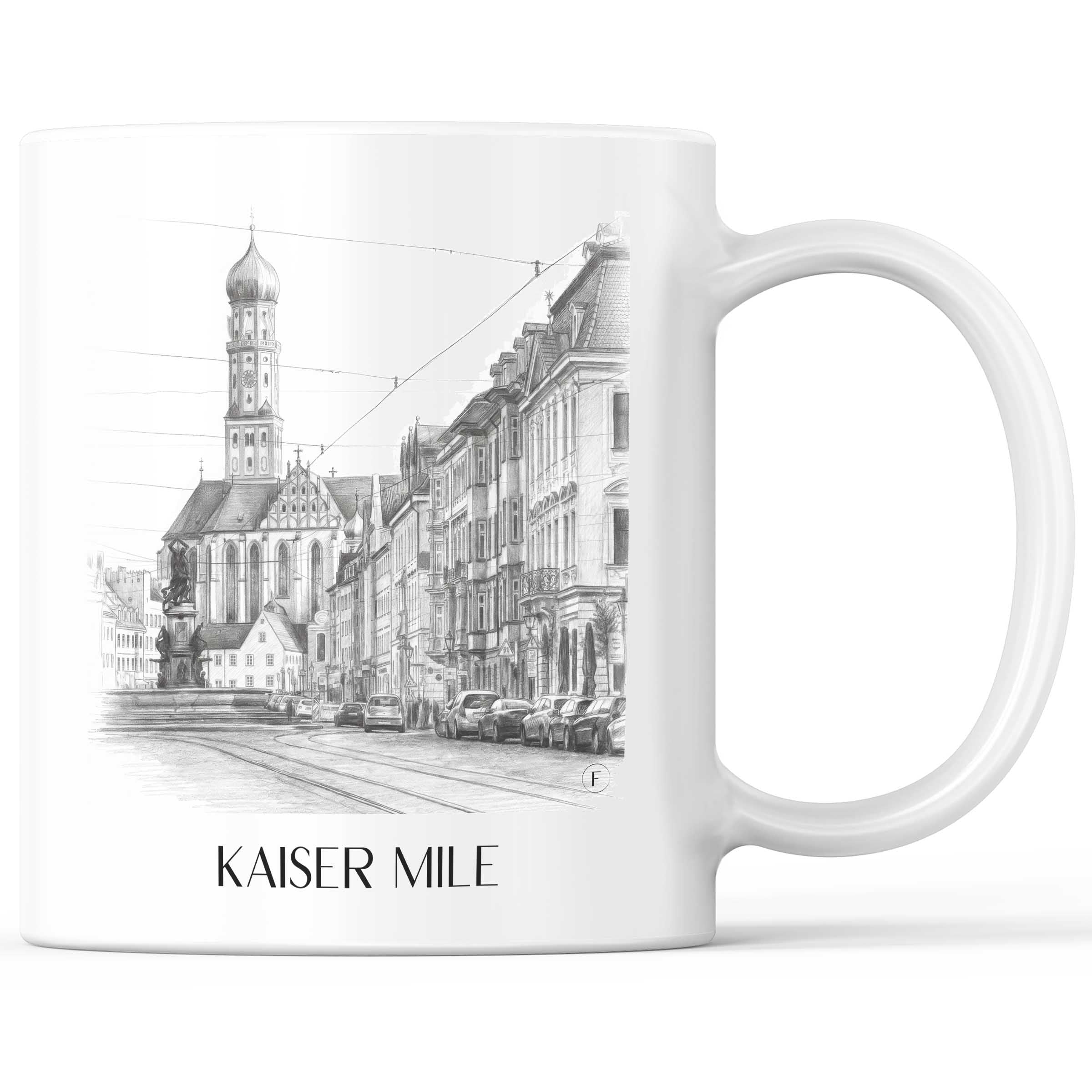 Kaisermeile Kaffeebecher - Augsburg - Deutschland Becher - Kaffeetasse im Zeichnung Stil