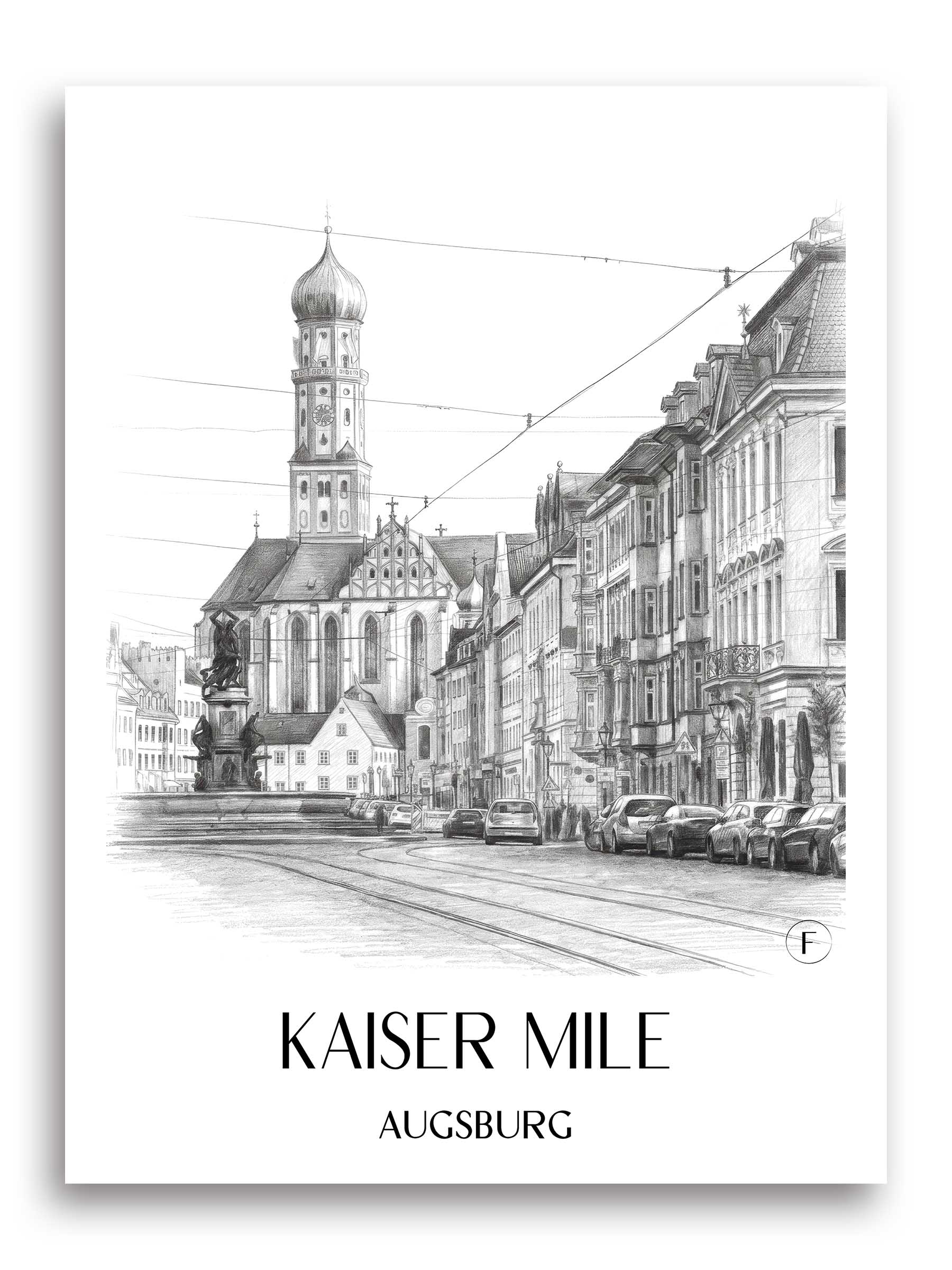Kaisermeile Poster - Augsburg - Deutschland Kunstdruck - Zeichnung von A4 bis A1