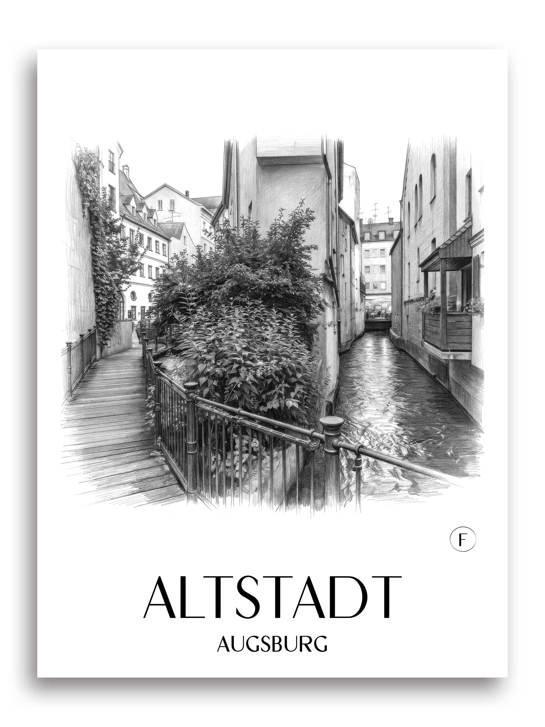 altstadt-augsburg-deutschland-poster-bleistift-zeichnung-drawing