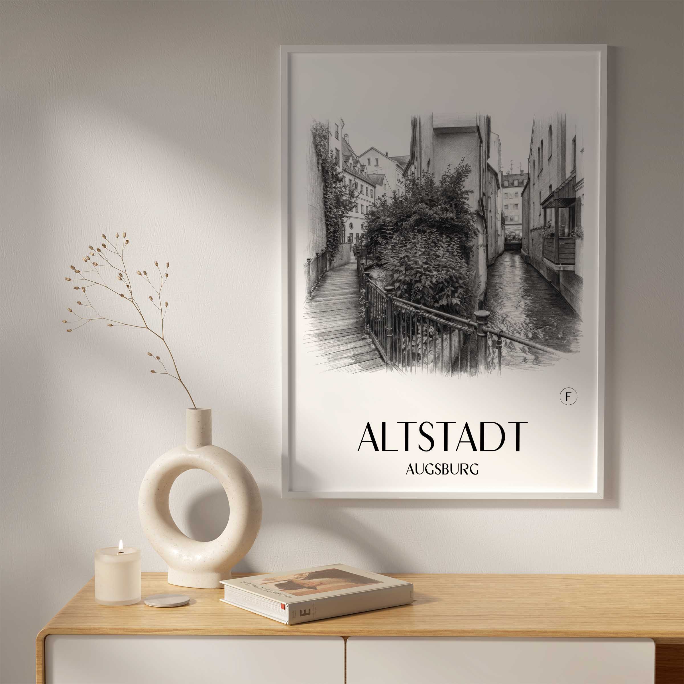 altstadt-augsburg-deutschland-poster-bleistift-zeichnung-drawing