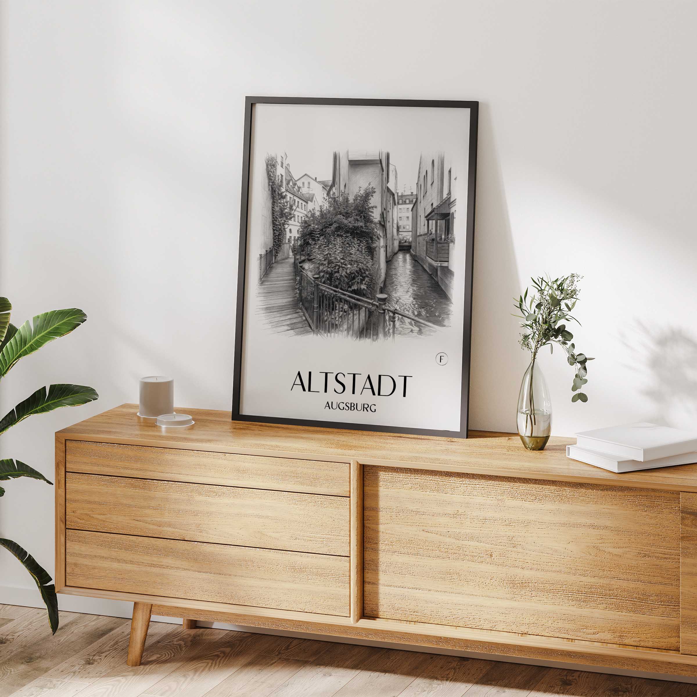 altstadt-augsburg-deutschland-poster-bleistift-zeichnung-drawing