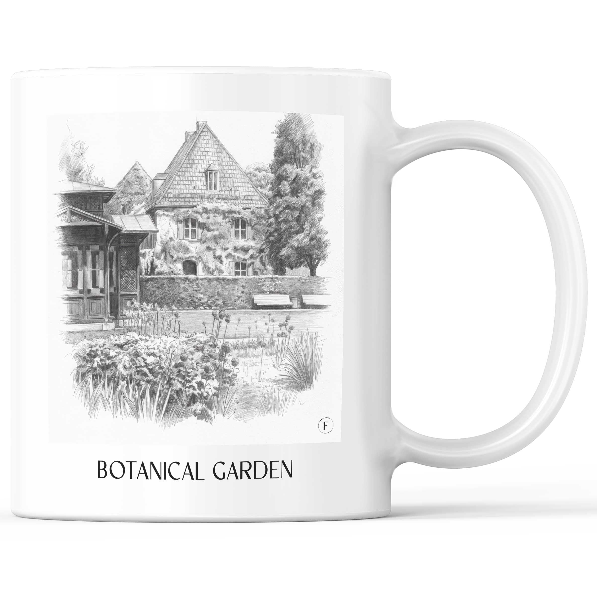 Botanischer Garten Kaffeebecher - Augsburg - Deutschland Becher - Kaffeetasse im Zeichnung Stil
