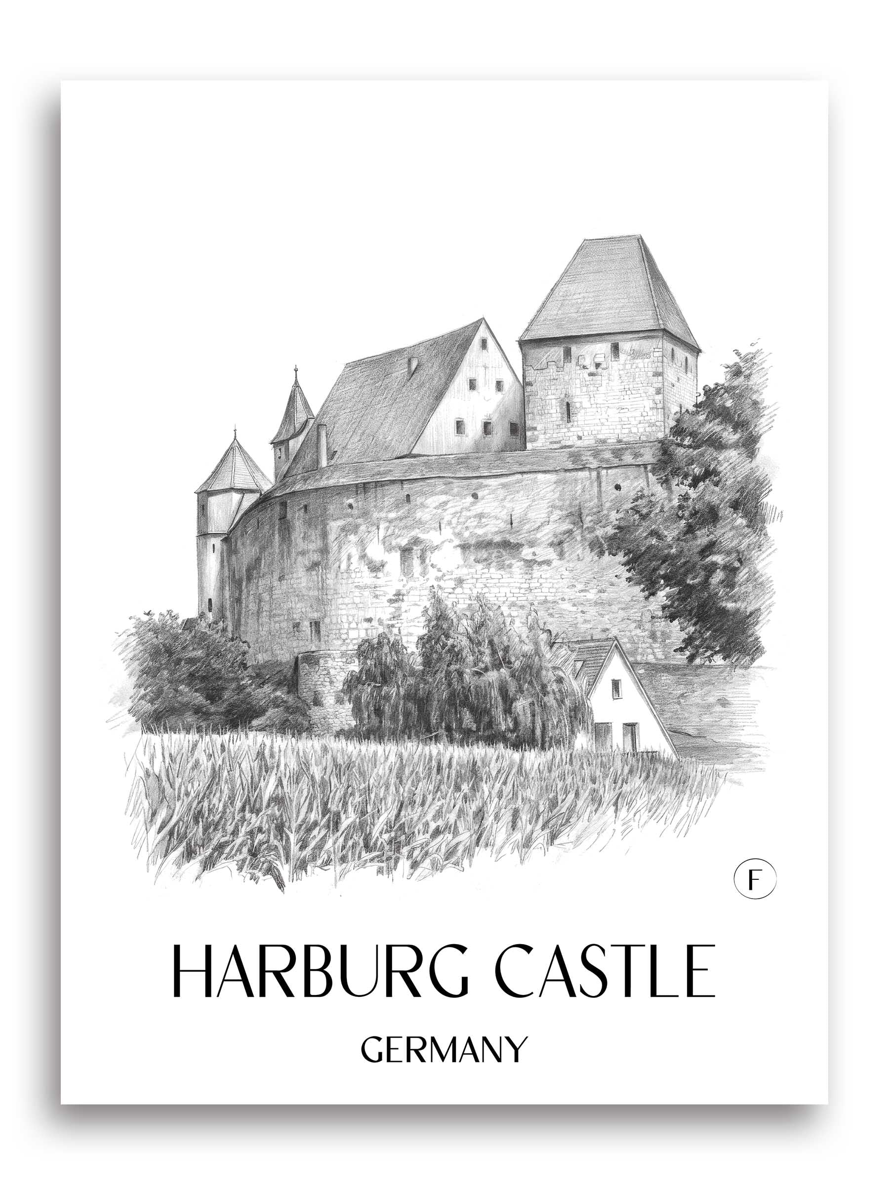 Burg Harburg Poster - Schwaben - Deutschland Kunstdruck - Zeichnung von A4 bis A1