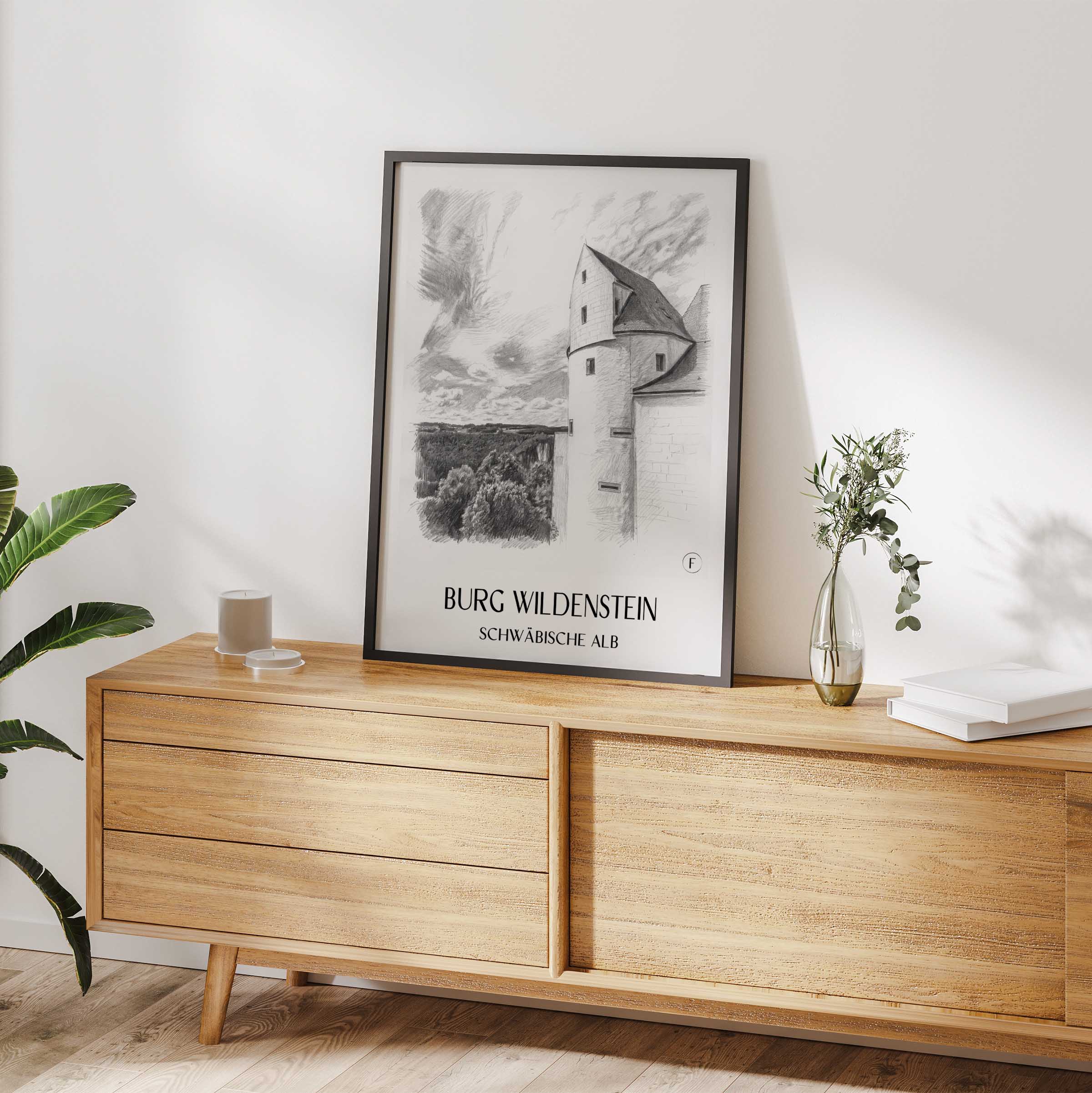 burg-wildenstein-schwäbische-alb-deutschland-poster-bleistift-zeichnung-drawing