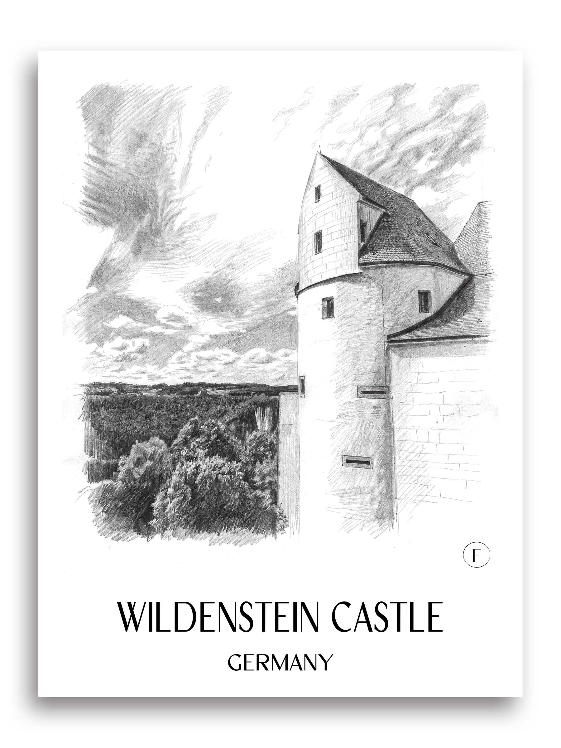 Burg Wildenstein Poster - Schwäbische Alb - Deutschland Kunstdruck - Zeichnung von A4 bis A1