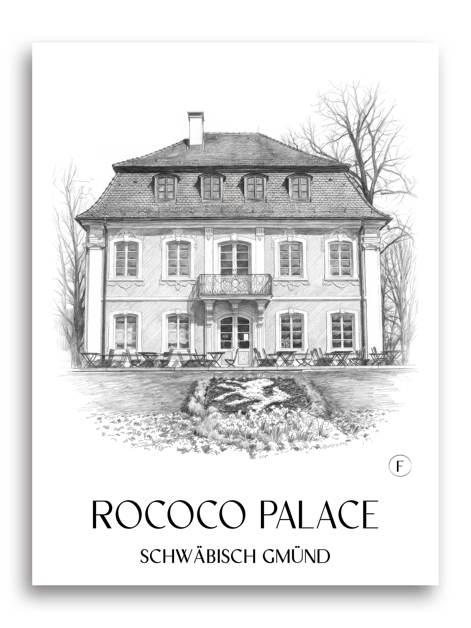 Rokokoschlösschen Poster - Schwäbisch Gmünd - Deutschland Kunstdruck - Zeichnung von A4 bis A1