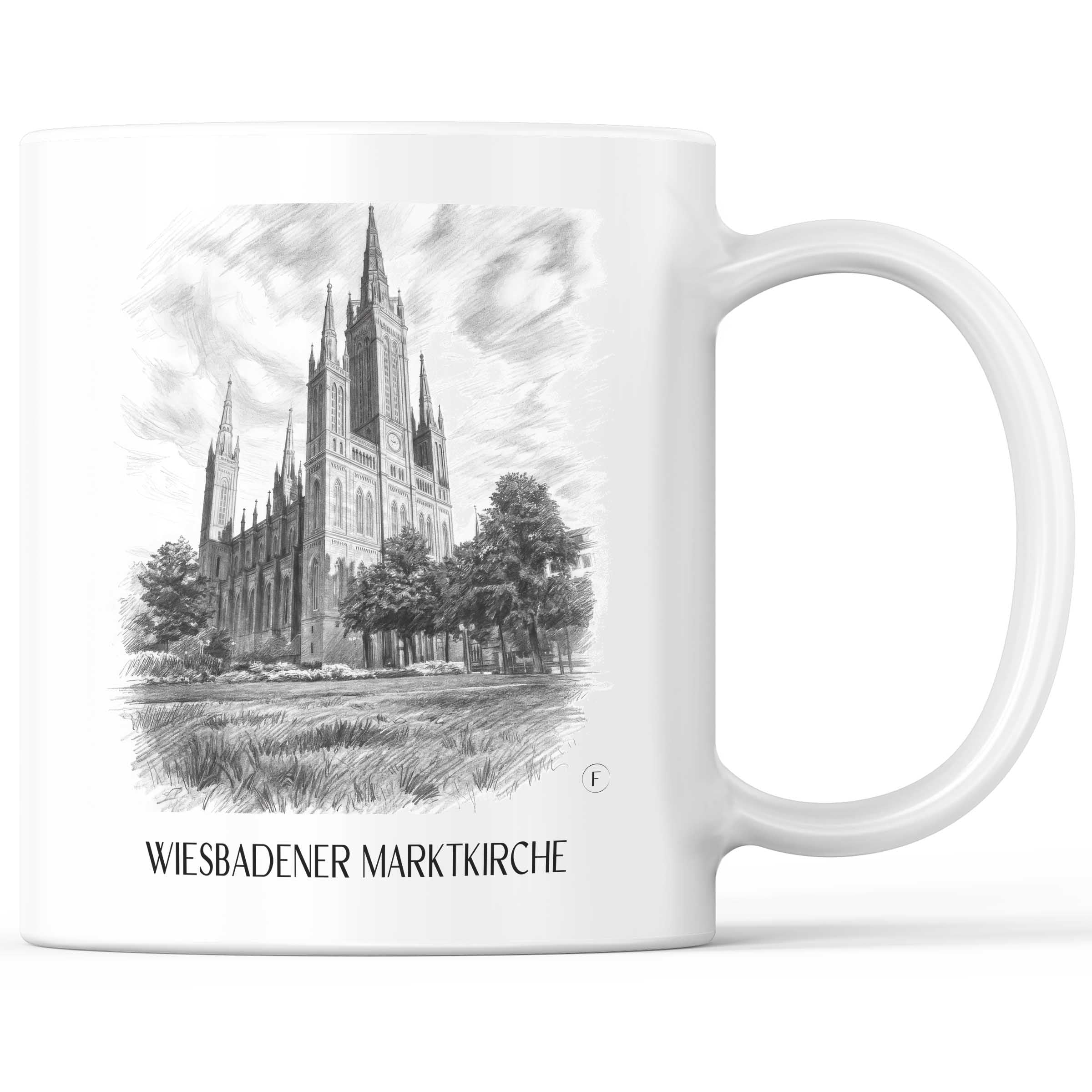 marktkirche-wiesbaden-deutschland-kaffeebecher-bleistift-zeichnung-drawing
