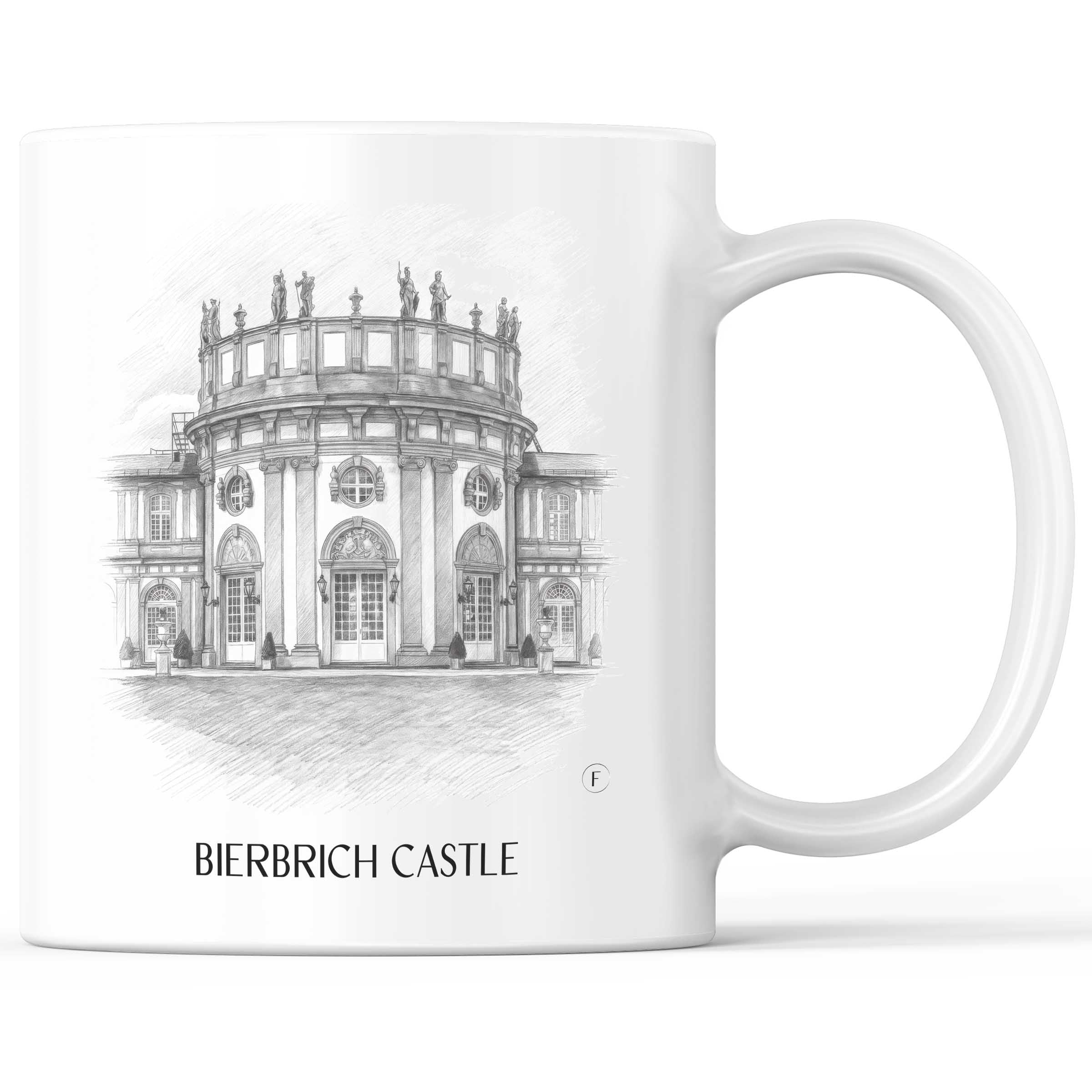 Schloss Bierbrich Kaffeebecher - Wiesbaden - Deutschland Becher - Kaffeetasse im Zeichnung Stil