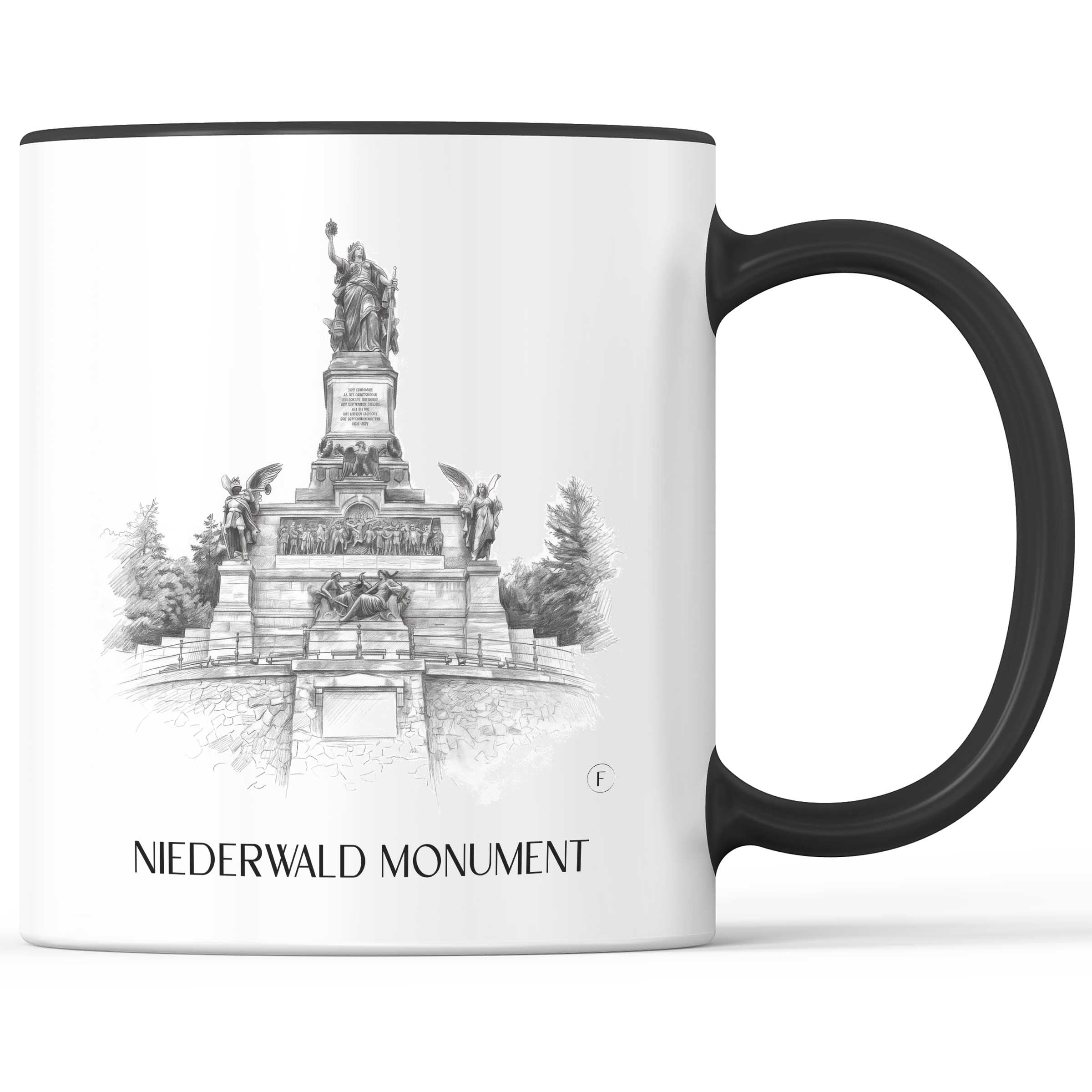 Niederwalddenkmal Kaffeebecher - Rheingau - Deutschland Becher - Kaffeetasse im Zeichnung Stil