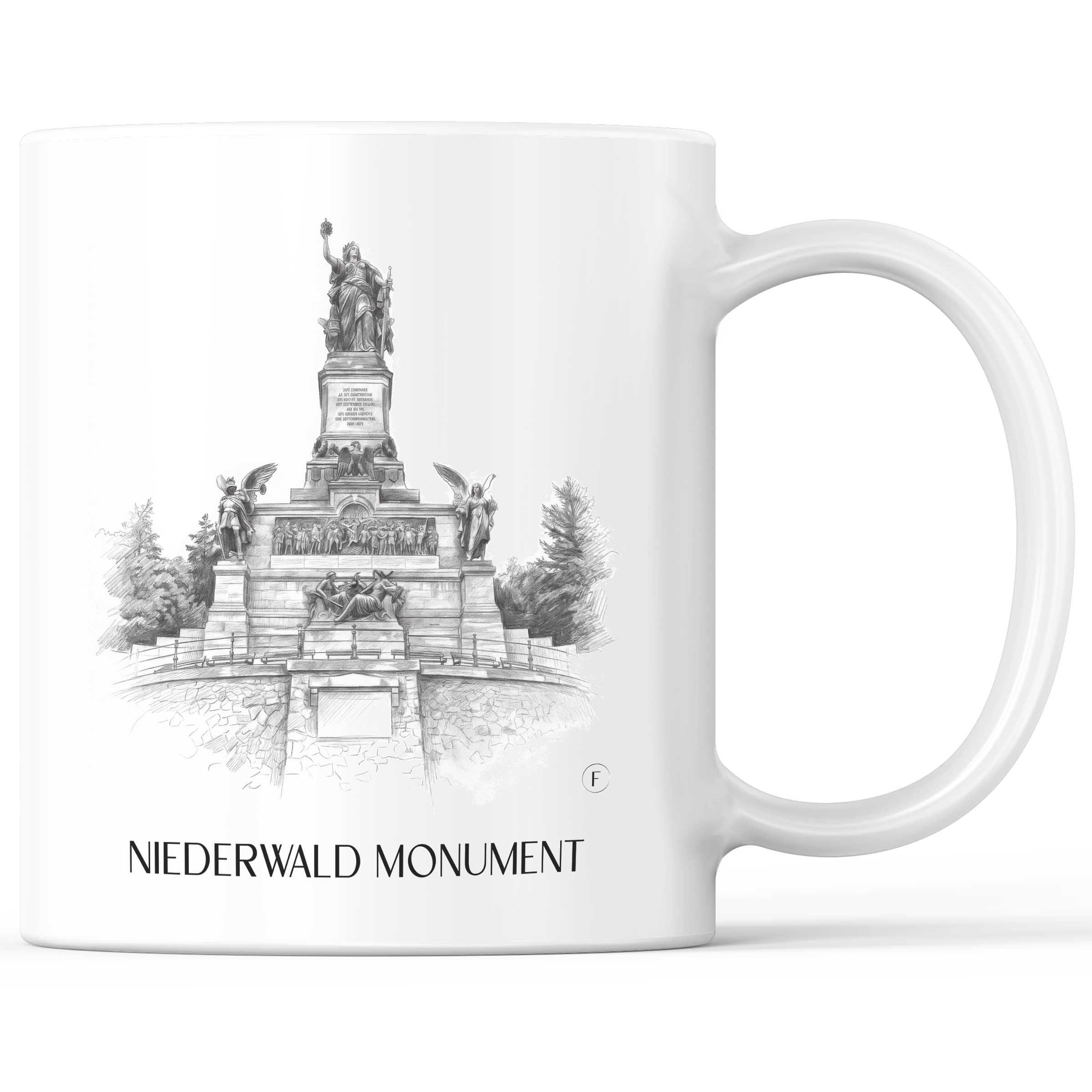Niederwalddenkmal Kaffeebecher - Rheingau - Deutschland Becher - Kaffeetasse im Zeichnung Stil