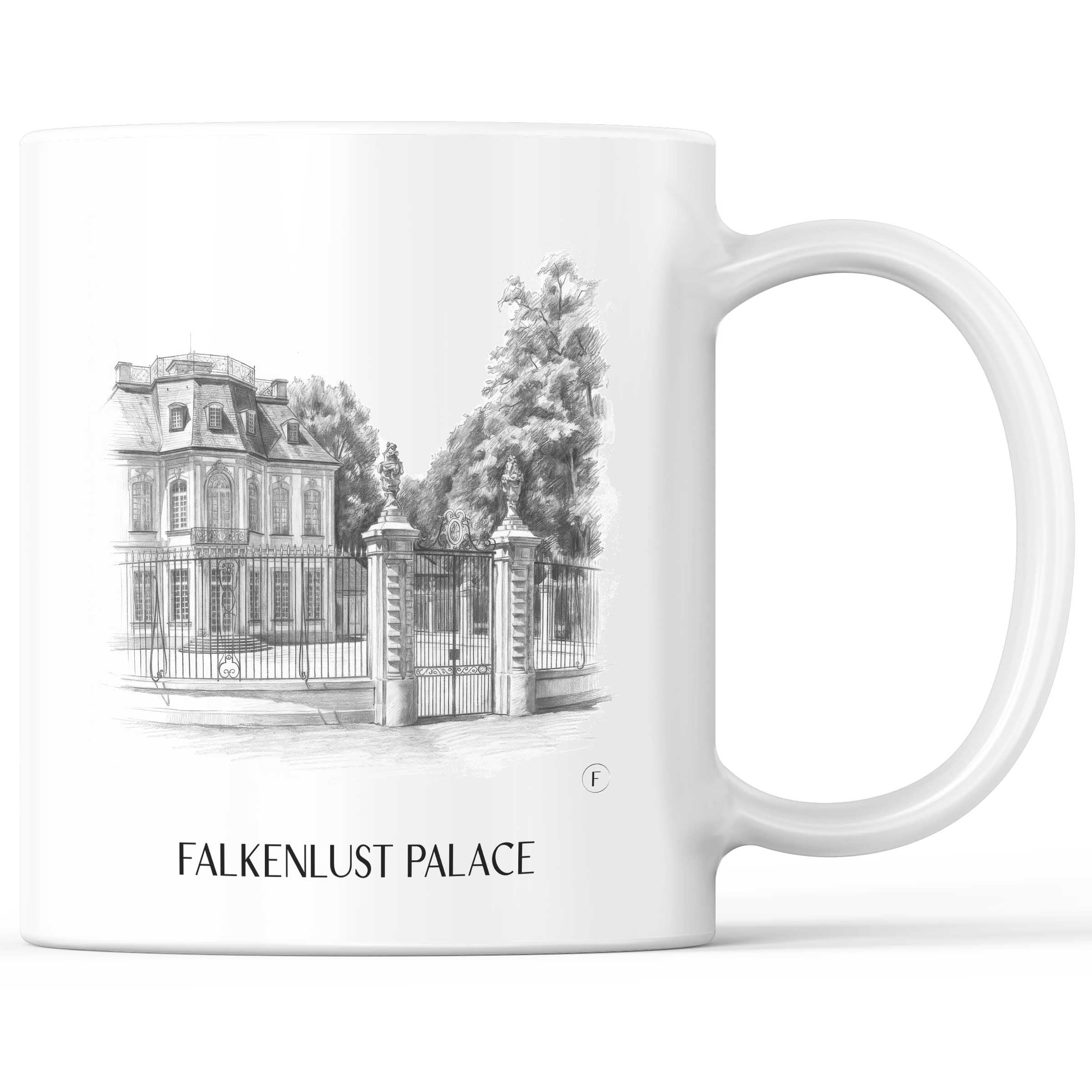 Schloss Falkenlust Kaffeebecher - Brühl - Deutschland Becher - Kaffeetasse im Zeichnung Stil