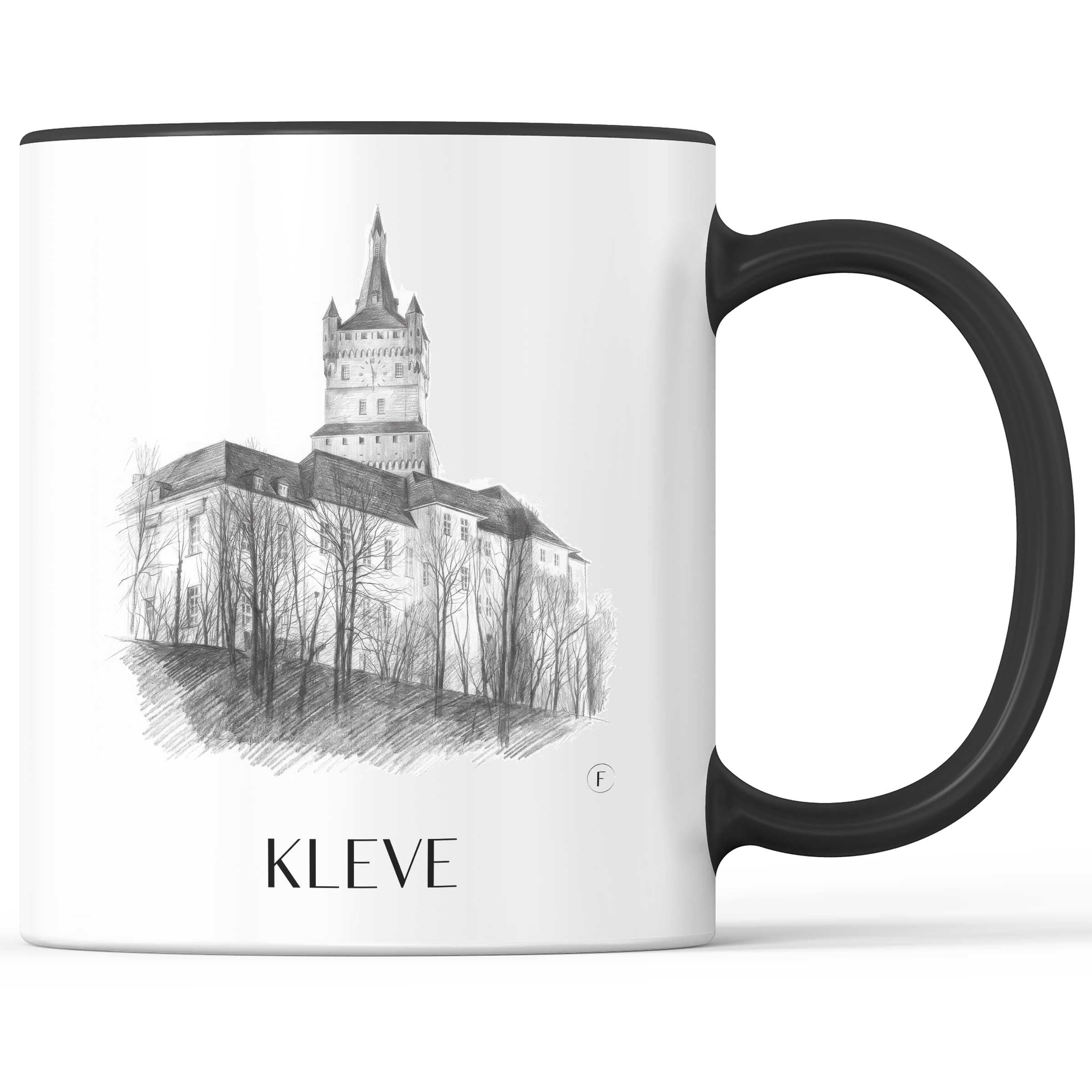 Kleve Kaffeebecher - Niederrhein - Deutschland Becher - Kaffeetasse im Zeichnung Stil