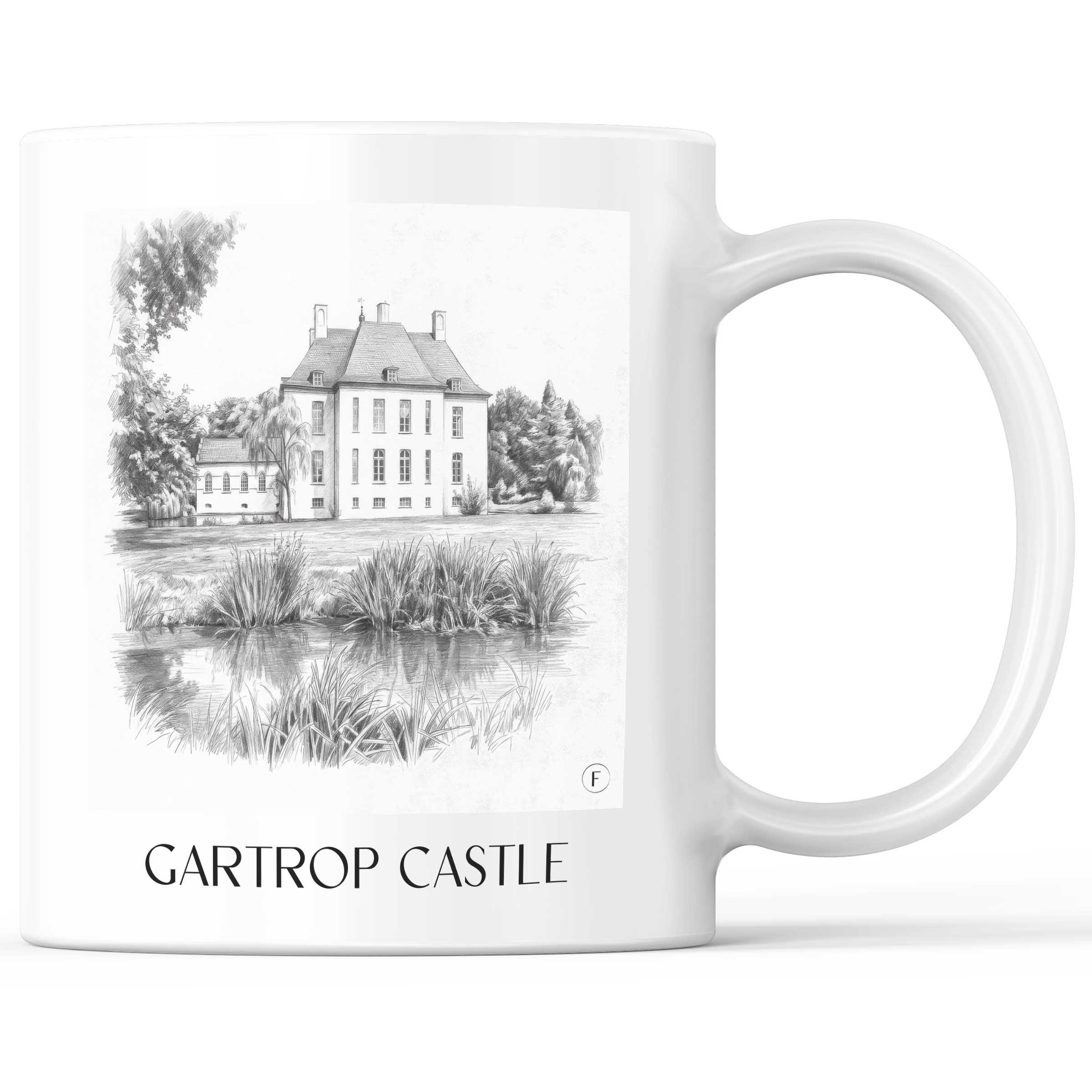 Schloss Gartrop Kaffeebecher - Niederrhein - Deutschland Becher - Kaffeetasse im Zeichnung Stil
