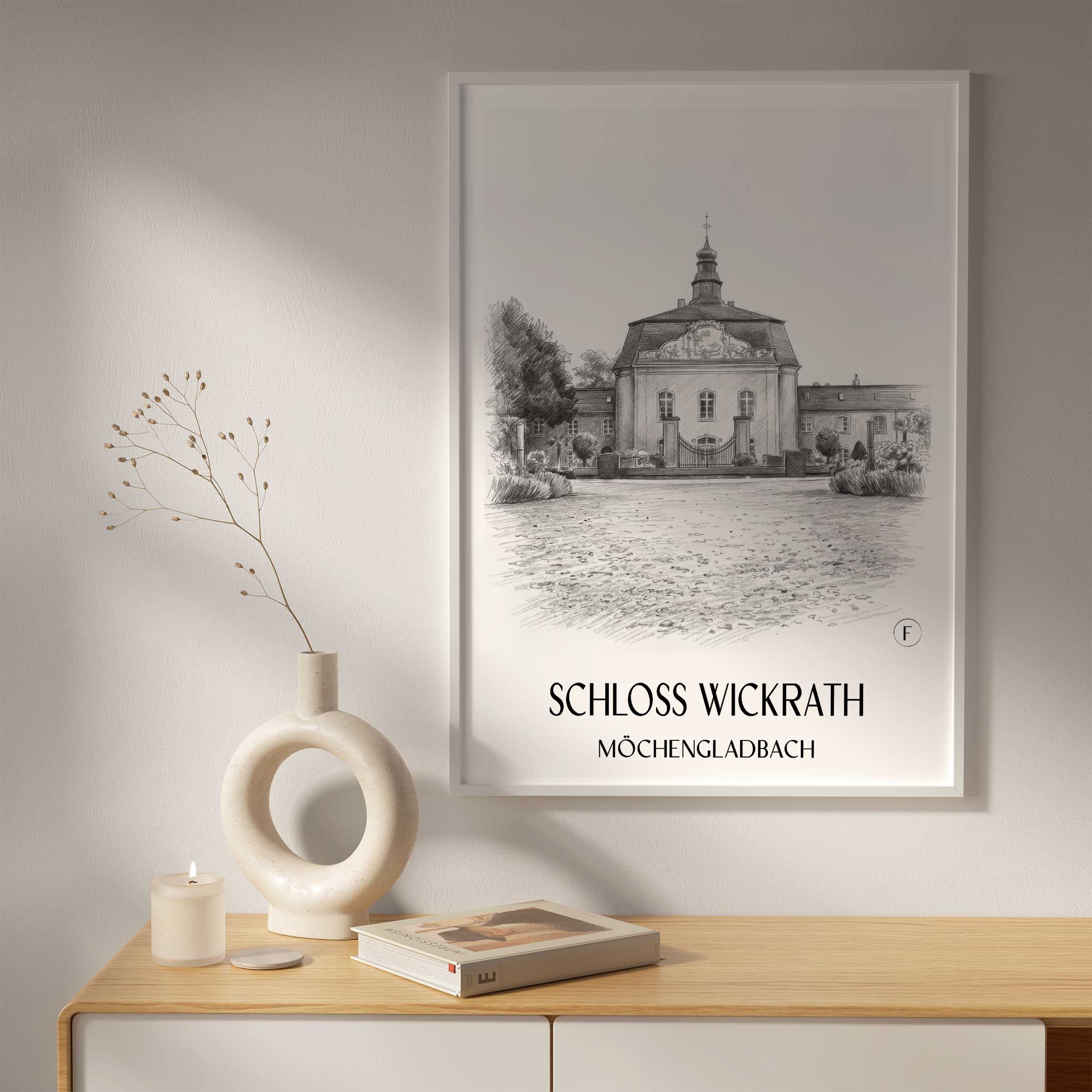 schloss-wickrath-möchengladbach-deutschland-poster-bleistift-zeichnung-drawing